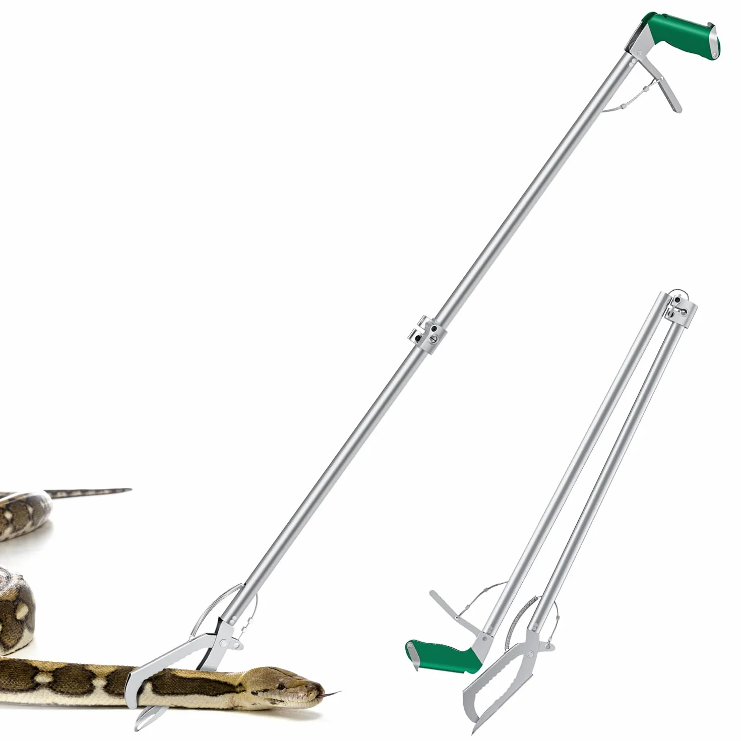 Pinzas de serpiente plegables de 78 pulgadas, herramienta profesional de manejo de serpientes para reptiles, herramienta de manejo de mandíbula ancha, gancho de serpiente de acero inoxidable