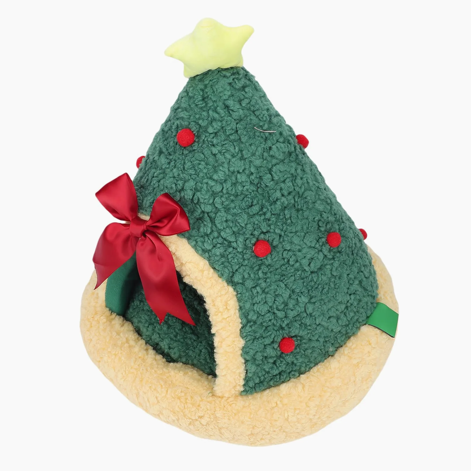Casa para mascotas, árbol de Navidad, camas interiores para gatos, cama de cueva para gatos, diseño semicerrado, árbol de Navidad multifuncional, triangular, cama cálida para mascotas para el