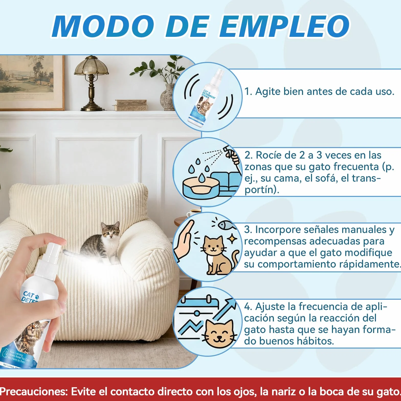 Spray repelente para gatos, Repelente para gatos y ahuyentador de gatos natural, Eficaz ahuyentador de gatos para interiores y exteriores, Spray que ahuyenta a gatos y protege muebles, jardín y sofá