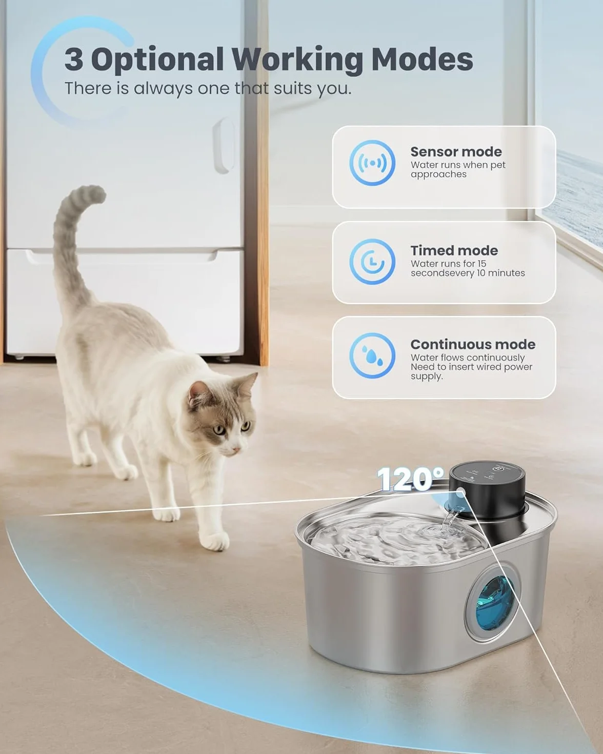 Fuente de Agua Inalámbrica para Gatos: Fuente de Acero Inoxidable para Mascotas, Dispensador Automático de Agua Inalámbrico para Interiores, Botella de Metal para Beber, Cuenco de Agua Recargable