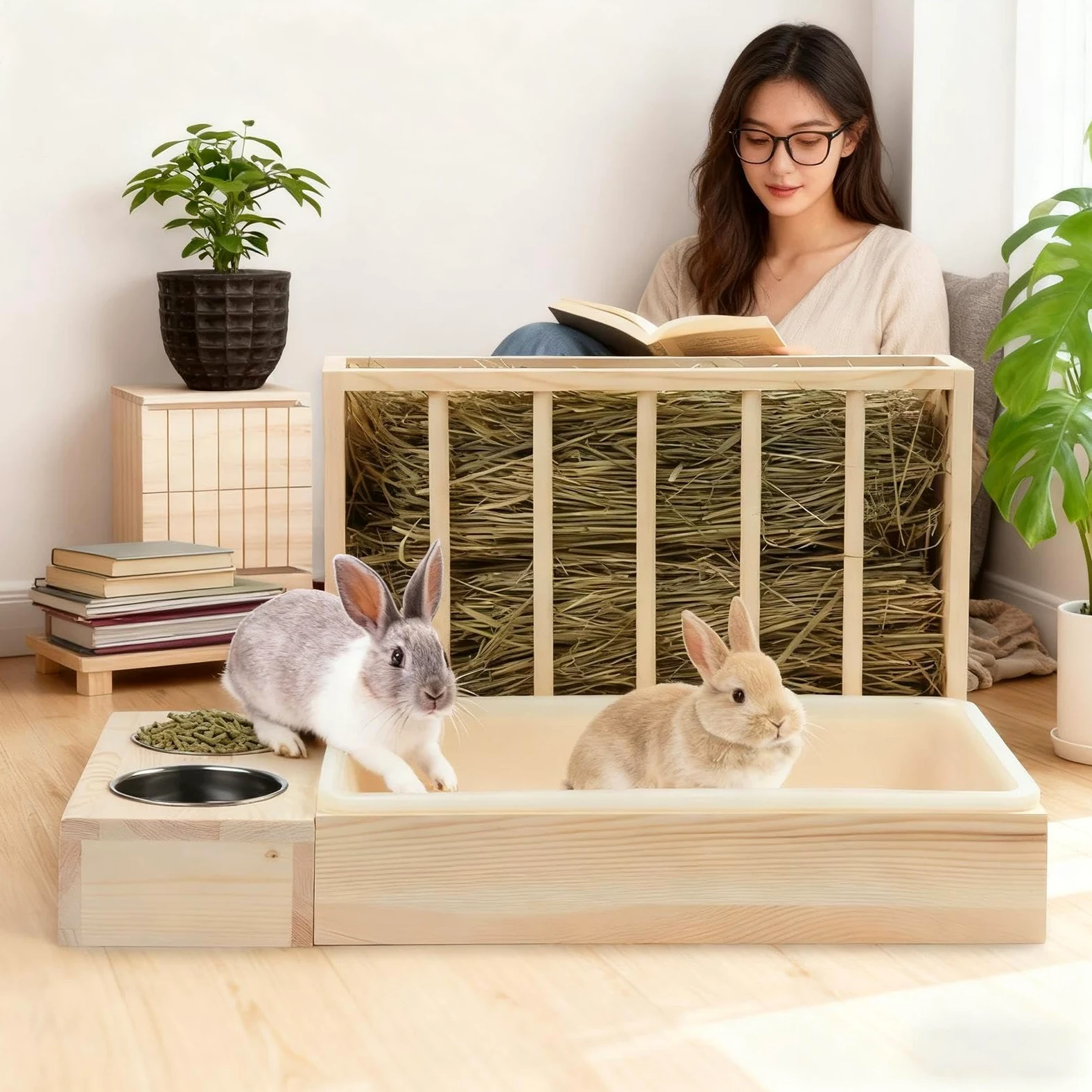 De Heno Suministros de Alimentación Multiusos | Porta Heno Y Bebedero De Conejos Para Mascotas Gallina Erizo Interior Exterior