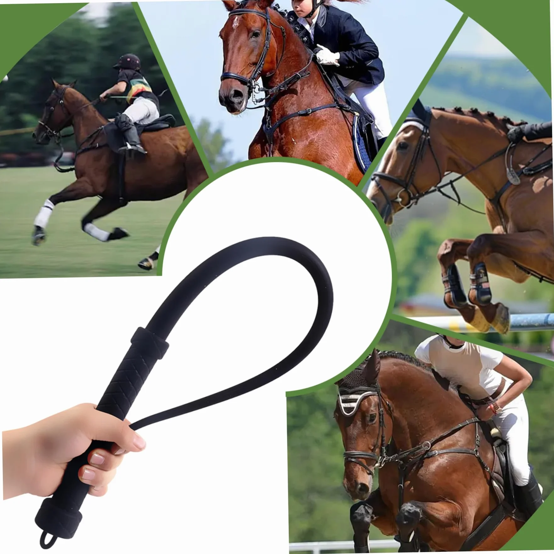 Látigo para Caballos de Silicona 24 Pulgadas Fusta Montar Entrenamiento Mango Antideslizante