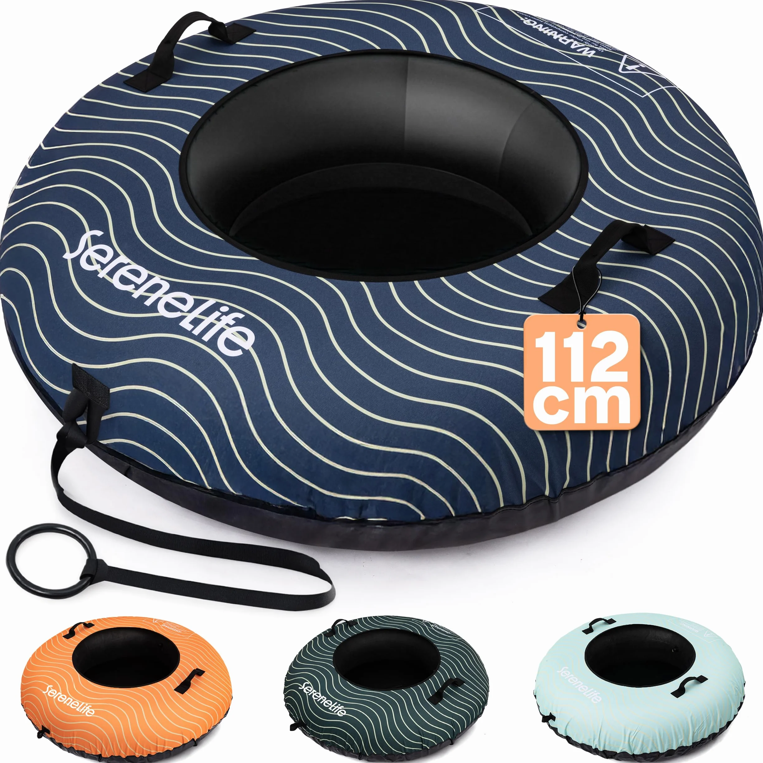 SereneLife Snowtube 101/112/122 cm Trineo Inflable para Niños y Adultos con Base de Plástico Resistente