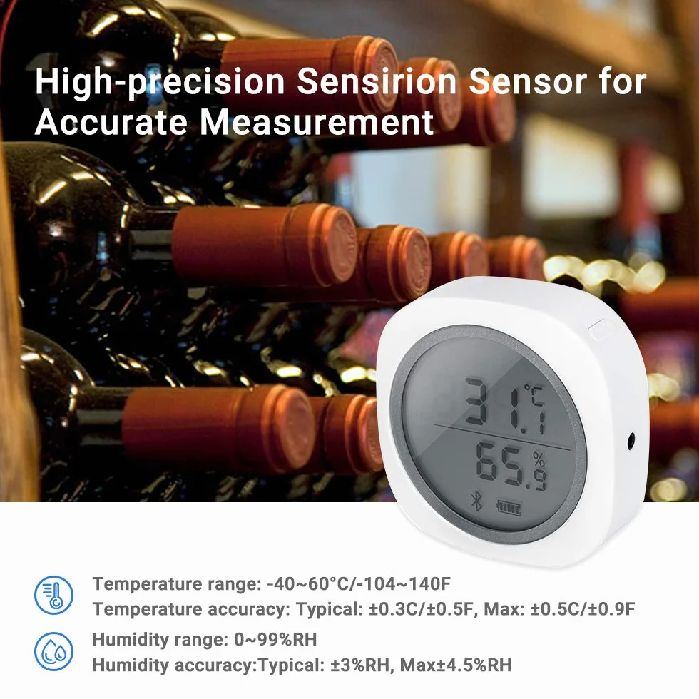Inkbird IBS-TH1 Plus Bluetooth Registrador de Temperatura y Humedad Data Logger Termometro Digital con Sonda Externa y LCD Pantalla, Eléctrica de 2* Batería para Caja de Cigarro, Reptile Terrario
