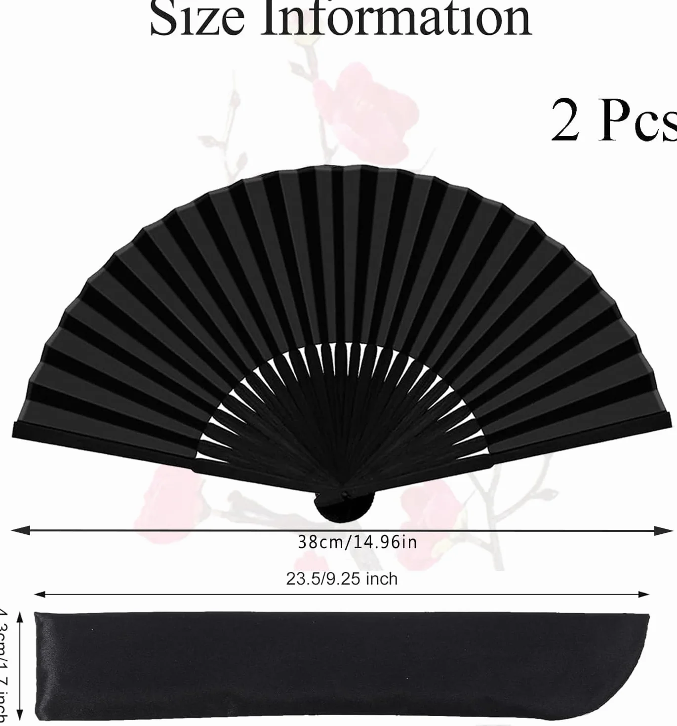 Abanicos plegables de mano de tela de seda china para mujeres y hombres, ventilador de mano plegable negro para baile, boda, fiesta