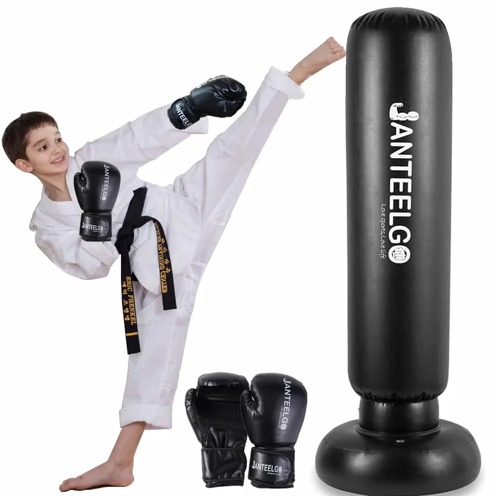 Saco de Boxeo de Pie Niños 150cm Punching Ball Inflable JanTeelGO para Karate Taekwondo
