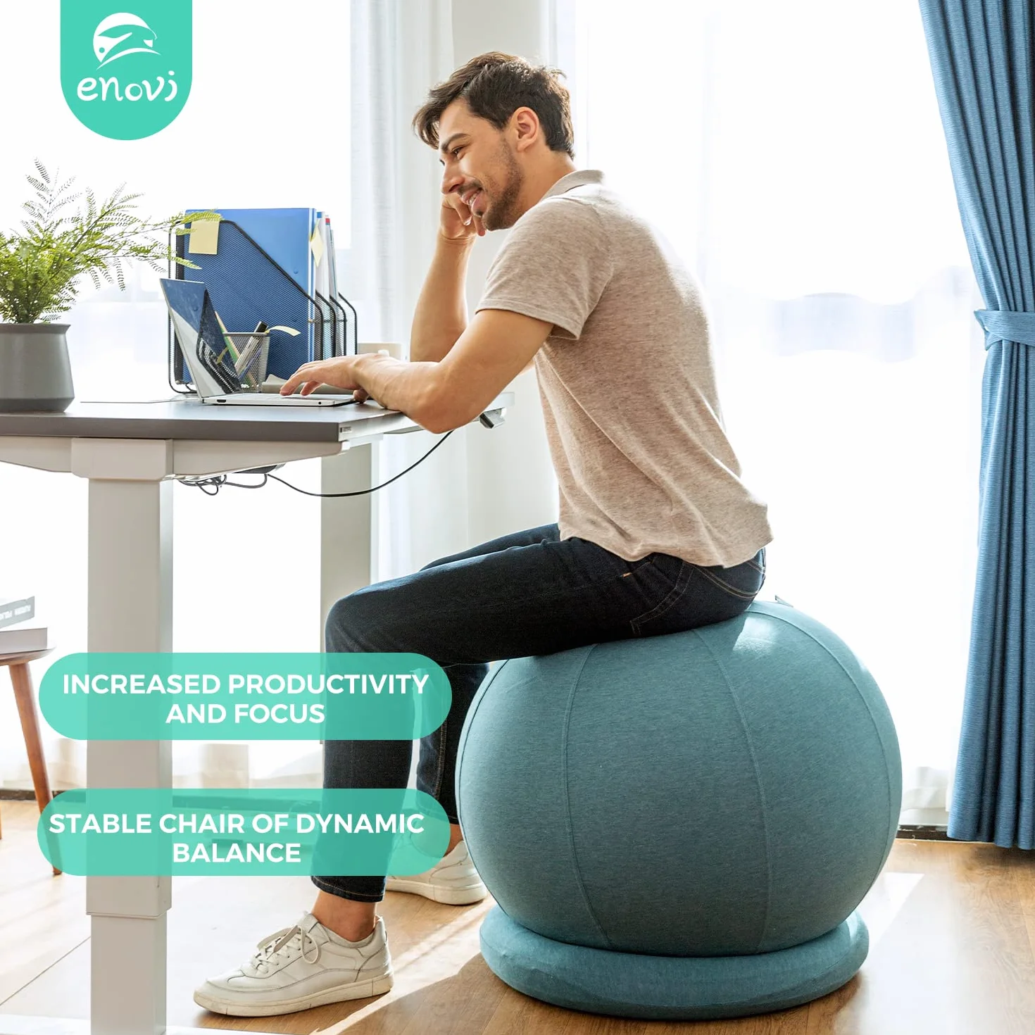 ProBalanceΩ Silla de pelota de yoga 55 cm con funda y base para oficina