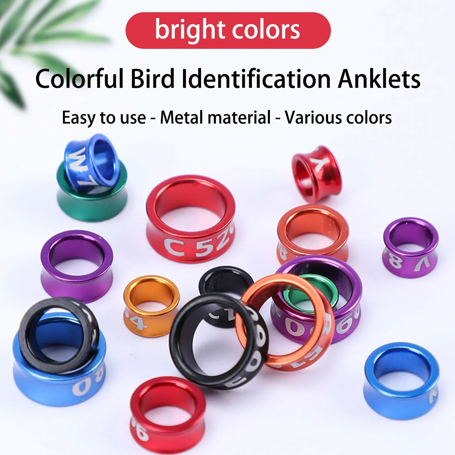 Anillos de identificación de aves para patas, bandas numeradas de aleación de aluminio para pinzas, 50 unidades