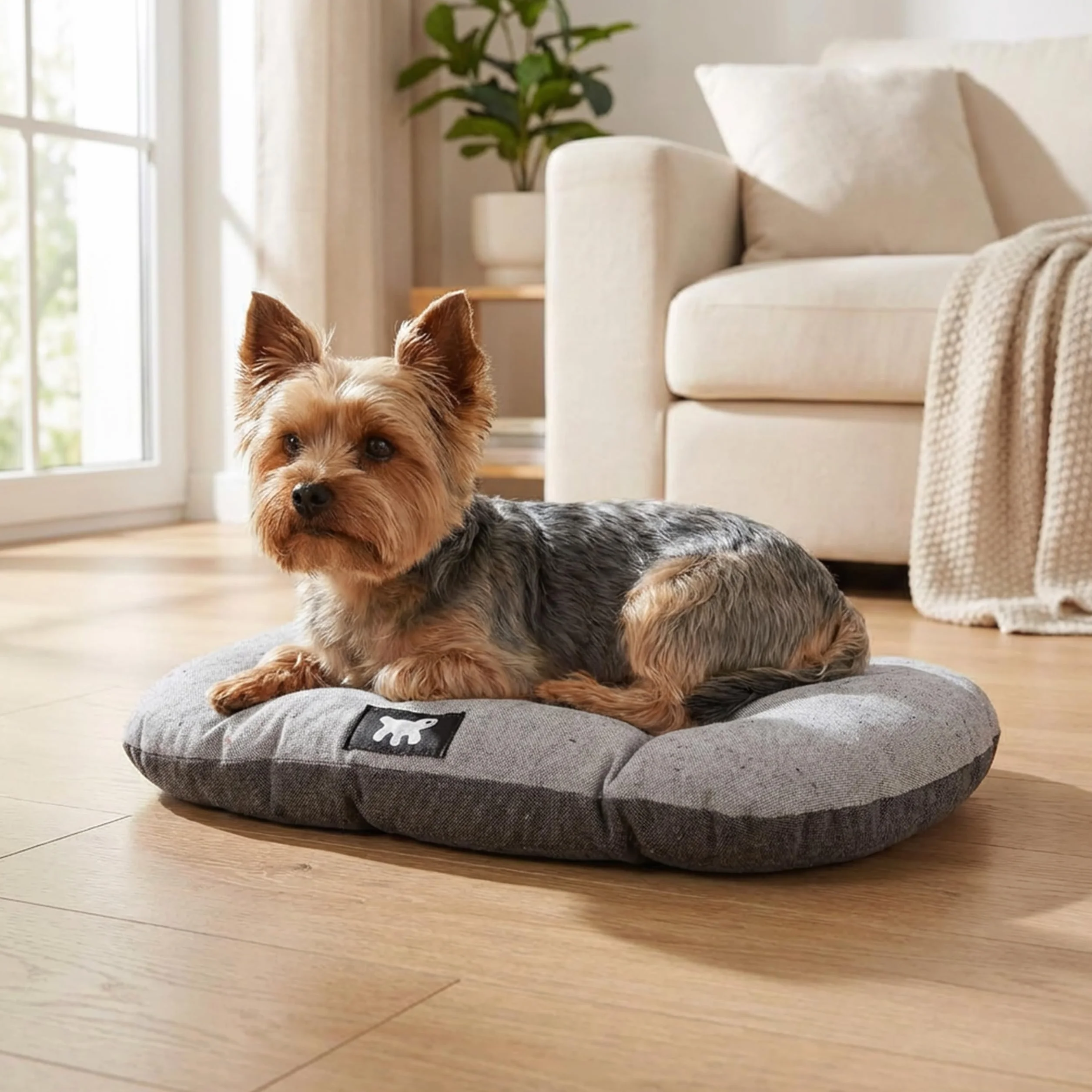 Ferplast Cama para Perros y Gatos, Cojín para Perros pequeños, Cojin para Gatos, Alfombra para casetas y Coches - Lavable - en Algodón con Suave Acolchado, 55 x 36 cm. Marrón