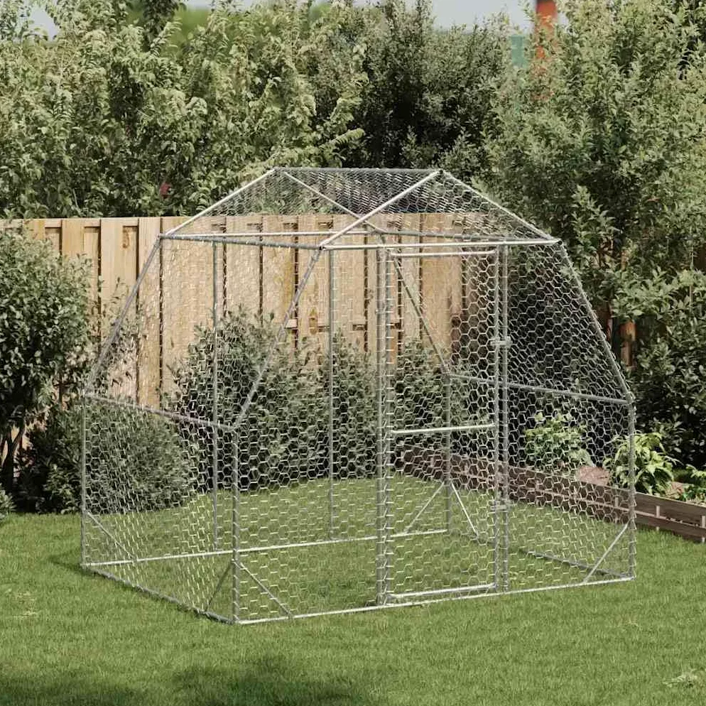 Gallinero 2,5 x 2 x 2,25 m, cercado para gallinas, marco de acero galvanizado, pajarera segura para patos y aves de corral, caño estable para gallinas