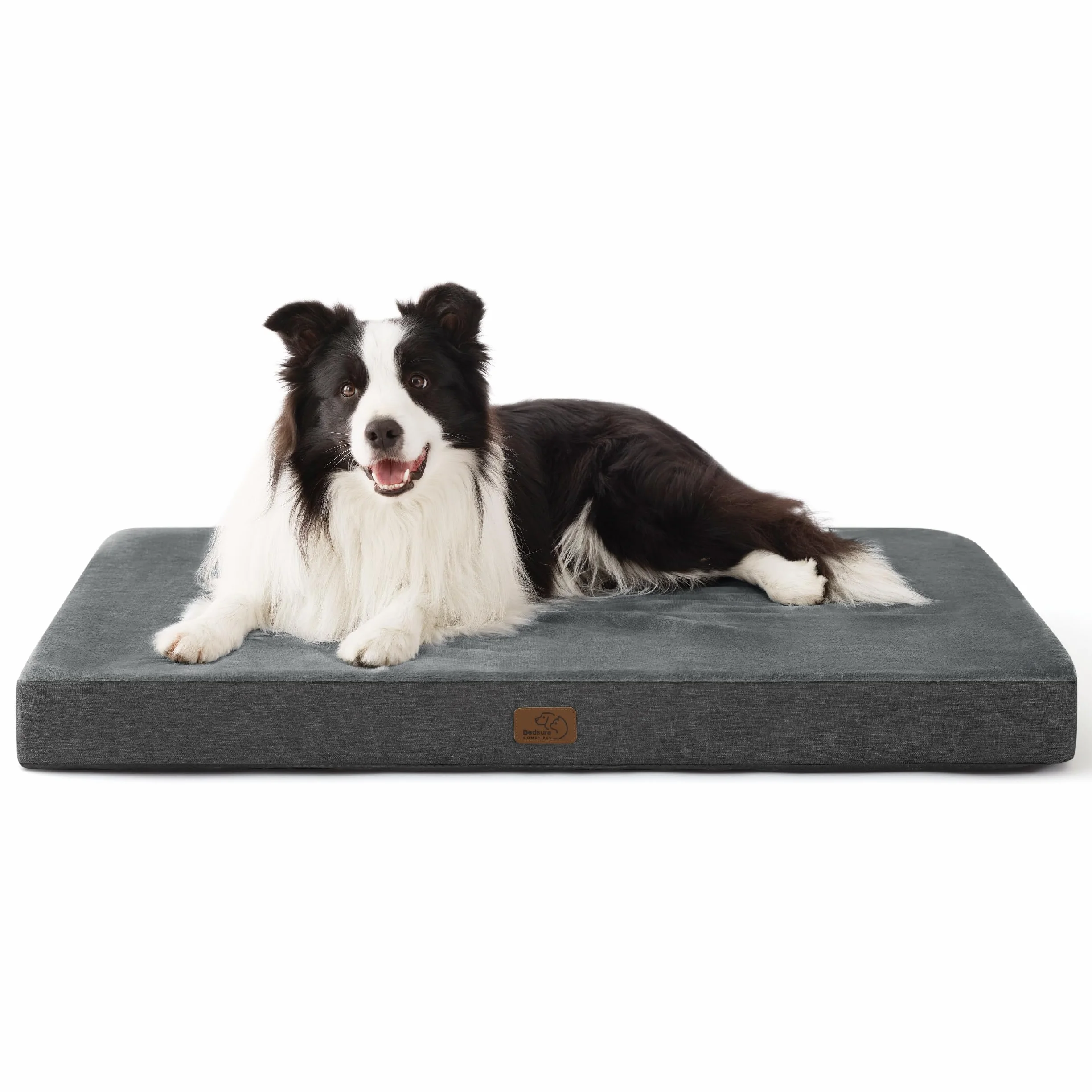Bedsure Cama Perro Ortopédica Grande - Colchón Perro Lavable con Funda Desenfundable y Evestimiento Impermeable, Espuma Viscoelástica, Gris, 89x56cm