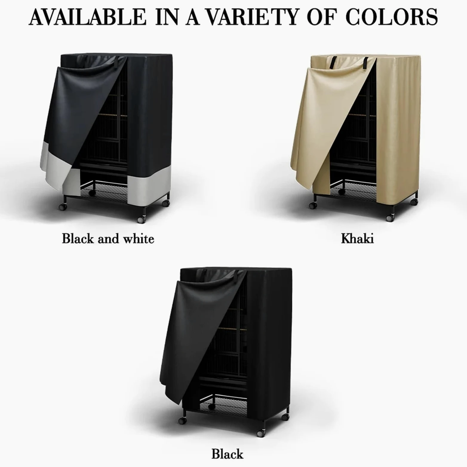 Fundas para jaula de pájaros para interiores y exteriores, para animales pequeños, privacidad y comodidad con panel superior extraíble, duradero, transpirable, impermeable (negro, 84 x 58 x