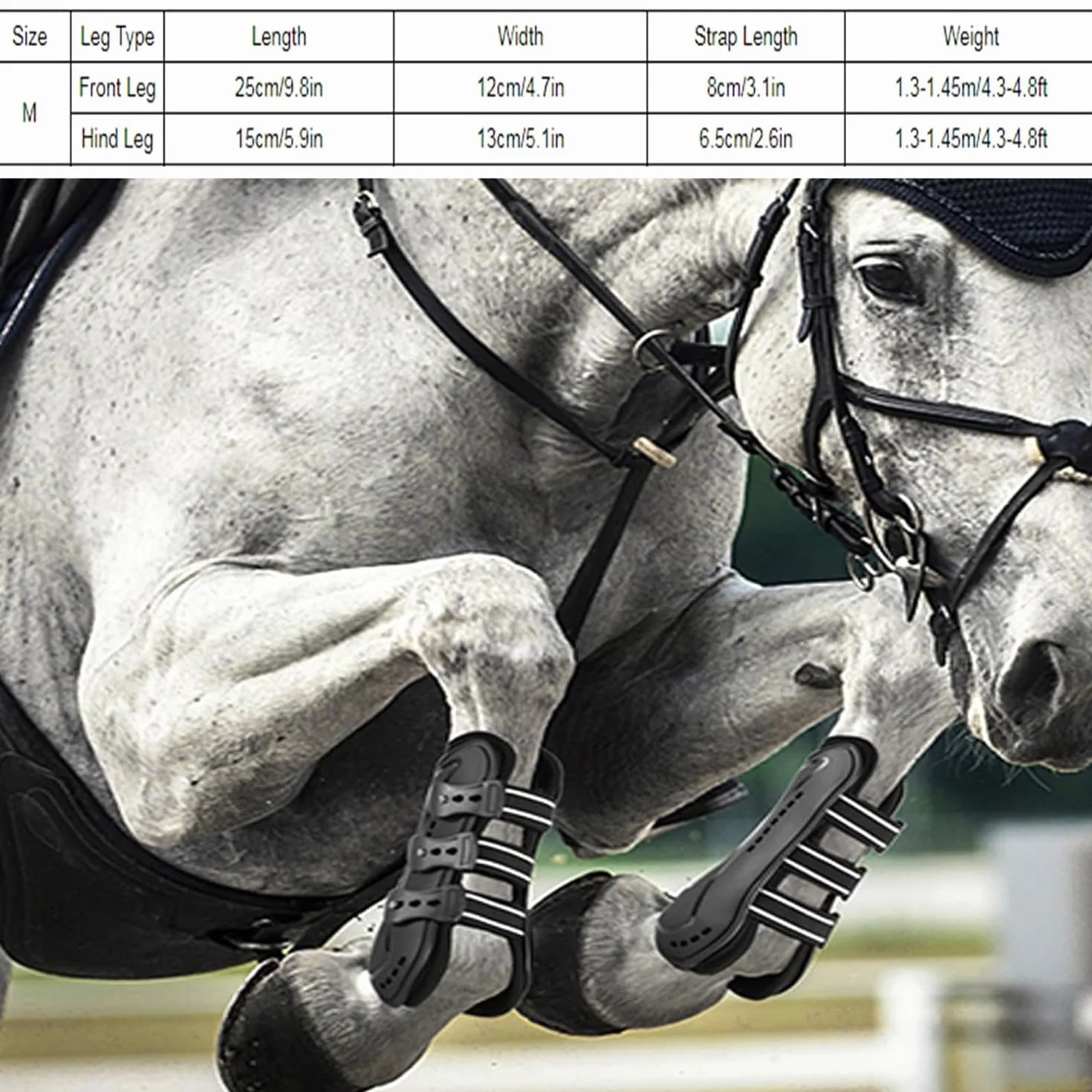 Botas de Caballo, 4 Piezas Protectores de Piernas Delanteras para Caballos, Guardabarros para Entrepierna, Protectores de Piernas Ajustables, Envolturas Protectoras para Patas de Caballo, M