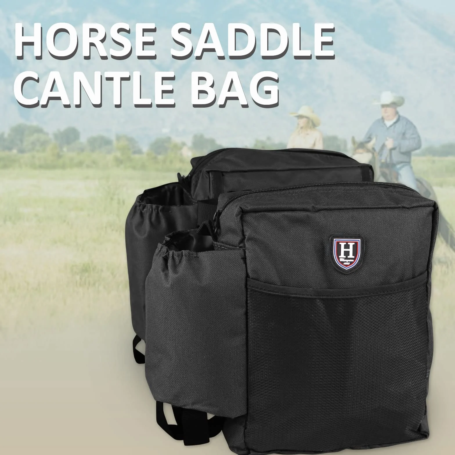 Harrison Howard Equestrian Western - Bolsa de sillín para caballos, color negro