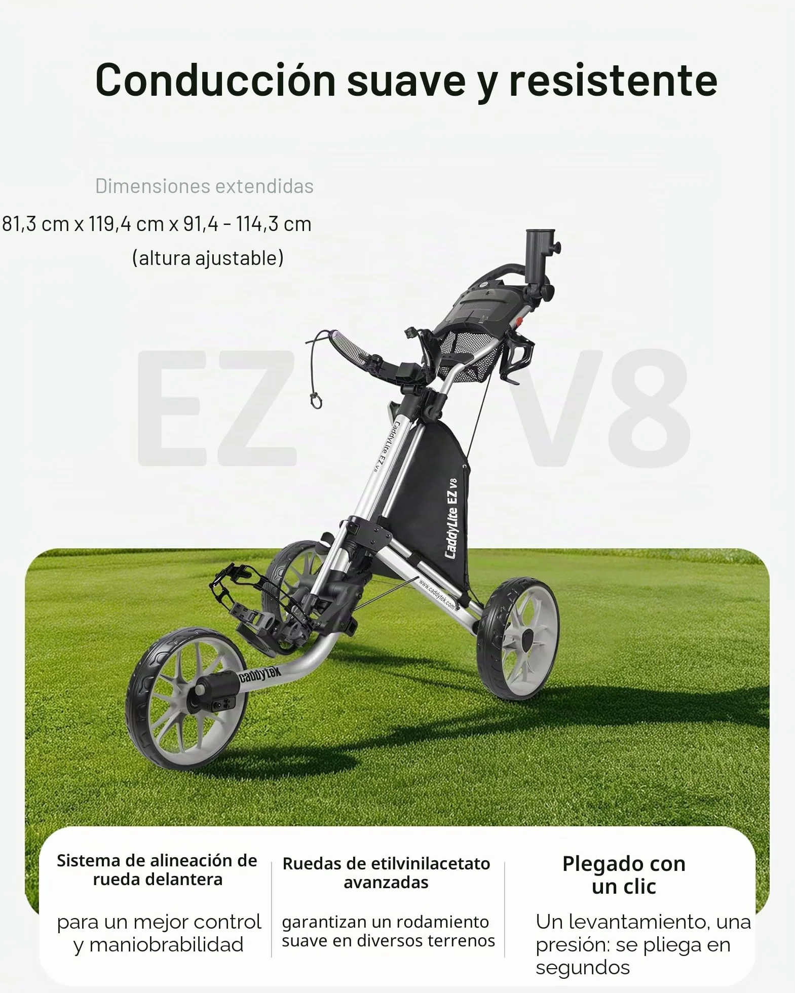 Caddytek CaddyLite EZ Fold Version 8 Carrito de Golf 3 Ruedas Plegable Ligero