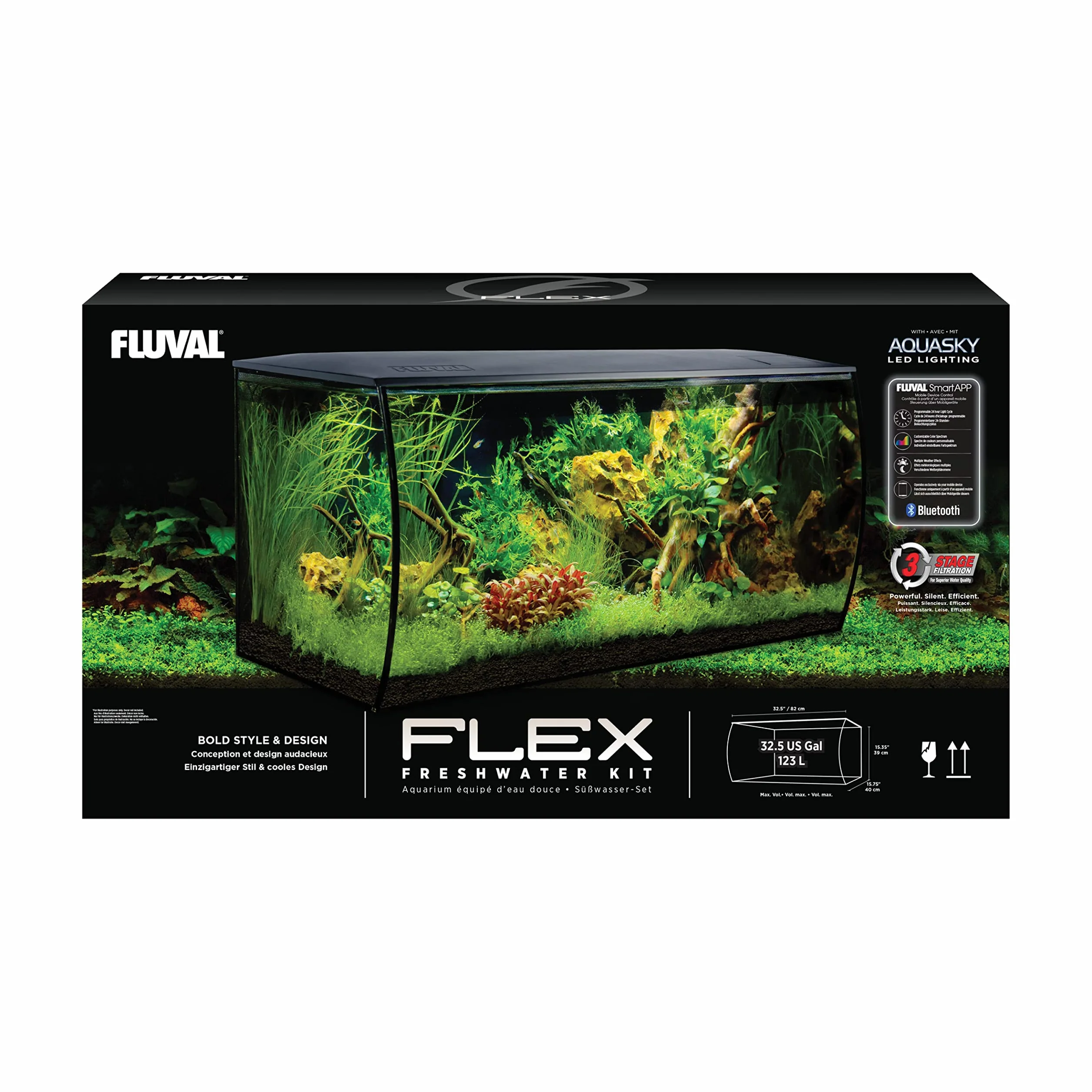 Fluval Acuarios de Vidrio, 1 Unidad 4000 g, NEGRO