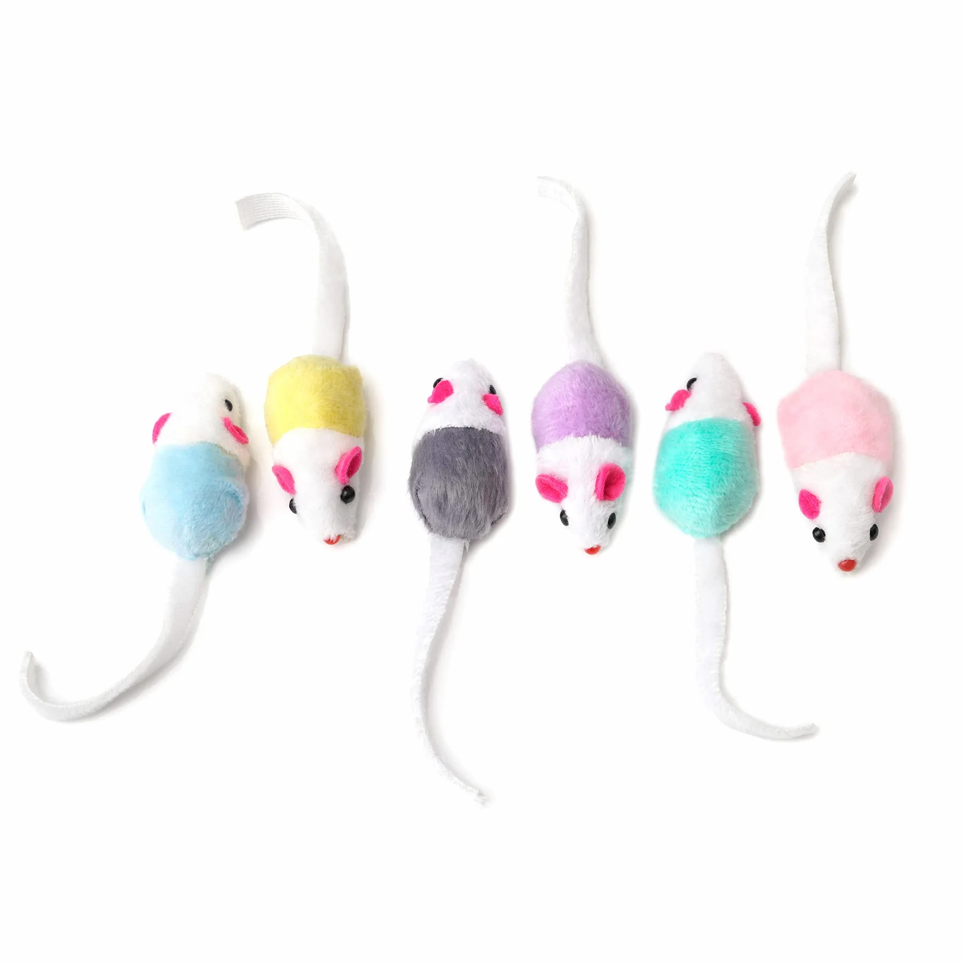 Chiwava 36 Piezas 11,5 cm Juguetes para Gatos Pequeño traqueteo Ratones Lindo Color Doble pequeño Ratón Gato Gatito Interactivo, Colores Variados
