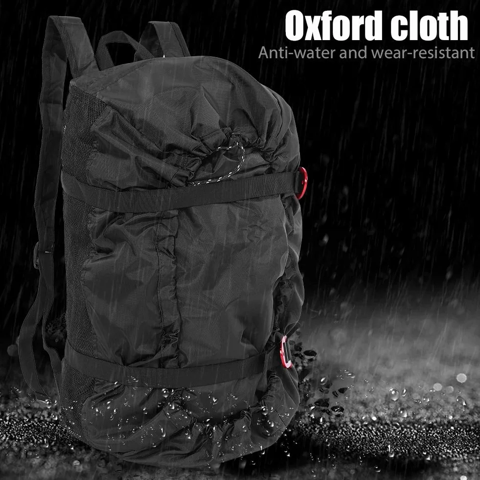 MAGT Bolsa de escalada Oxford Mochila con cuerda para montañismo al aire libre, Negro