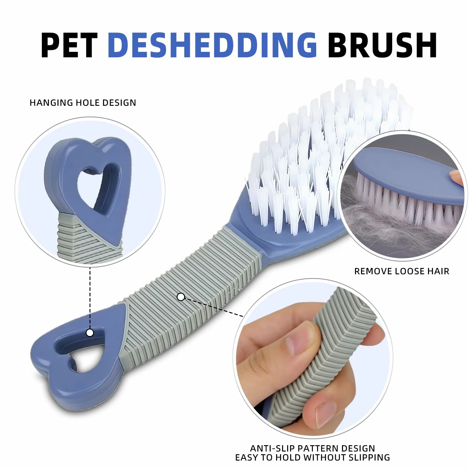 Cepillo para mascotas para perros y gatos de pelo corto, cerdas suaves y firmes, cepillo para desprendimiento, elimina el pelo suelto, el polvo y la suciedad
