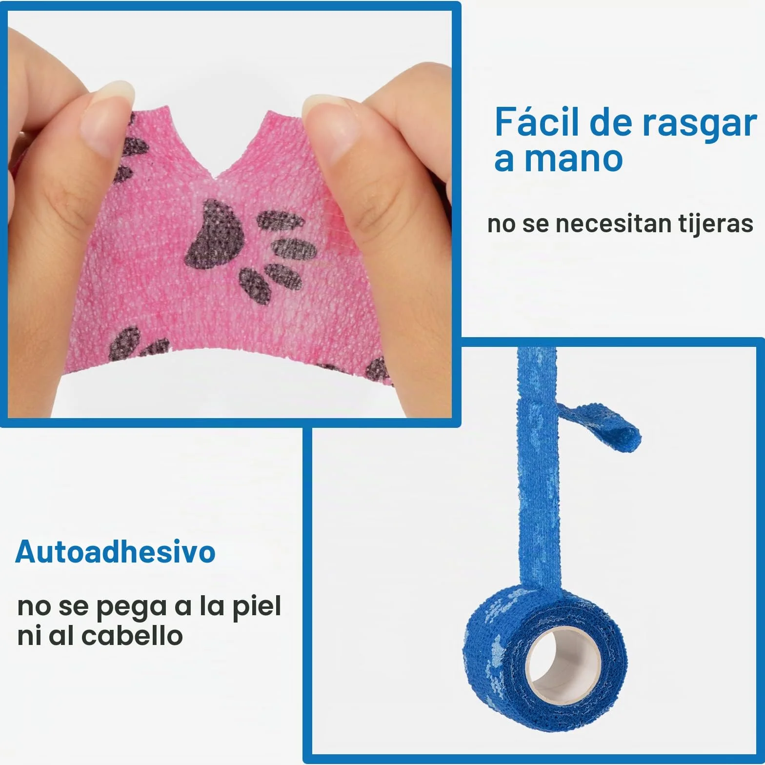 Vendaje Adhesivo Deportivo 5cm x 4,5m Cinta Cohesiva Autoadhesiva para Primeros Auxilios, Dedos, Muñecas, Tobillo