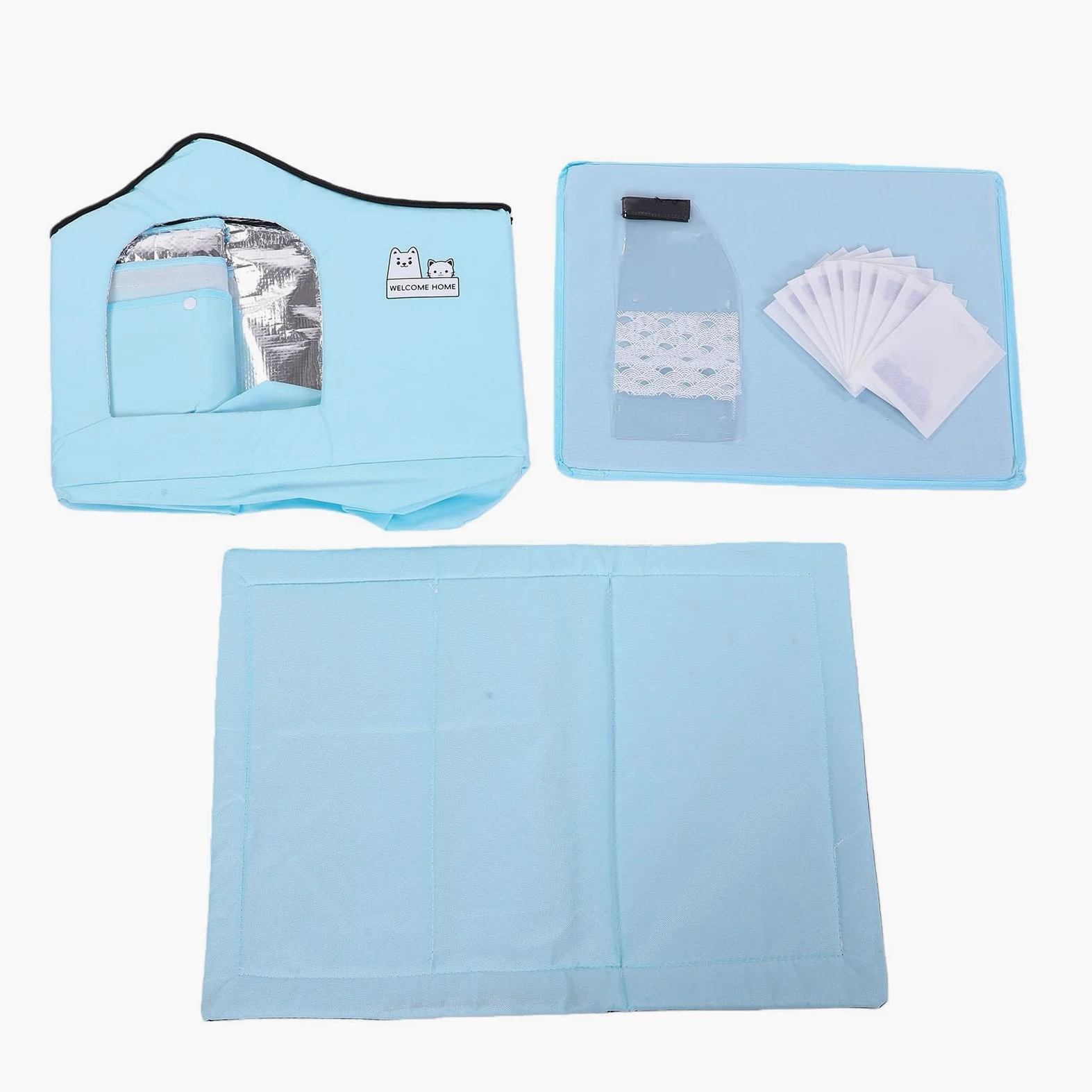 Casa para gatos con aire acondicionado, ajustable y ligera, para uso en interiores y exteriores, con bolsas de hielo (tamaño mediano)