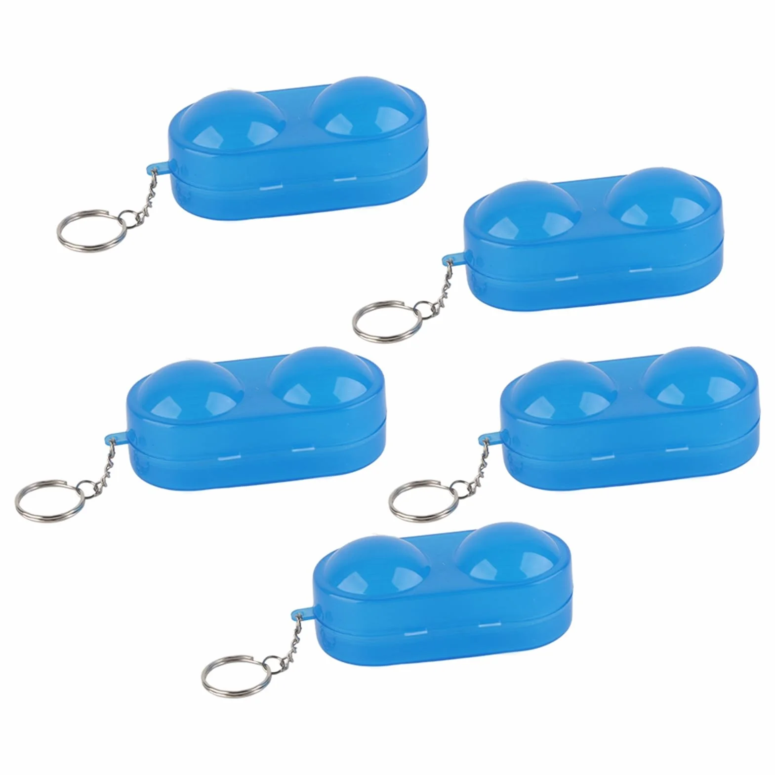 Caja de almacenamiento de pelotas de tenis de mesa portátil de plástico con cadena 5 piezas Azul transparente