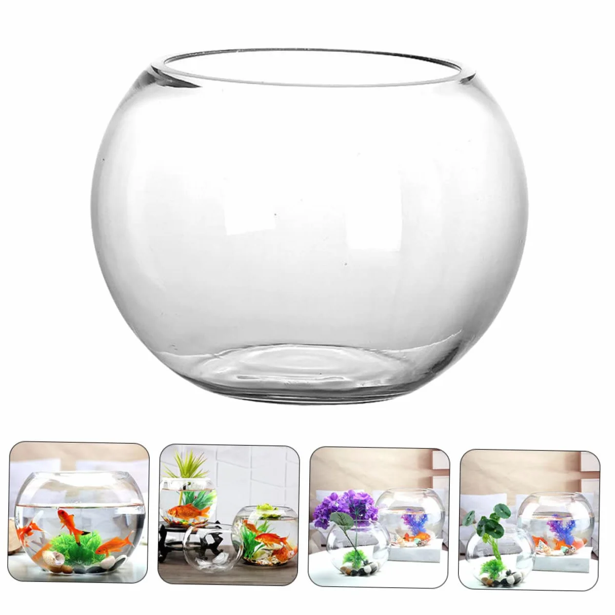 Jarrones redondos para centros de mesa para acuario, jarrón de flores de cristal, jarrones transparentes, jarrón ancho de flores, recipiente para estación de cultivo, velas flotantes, pecera