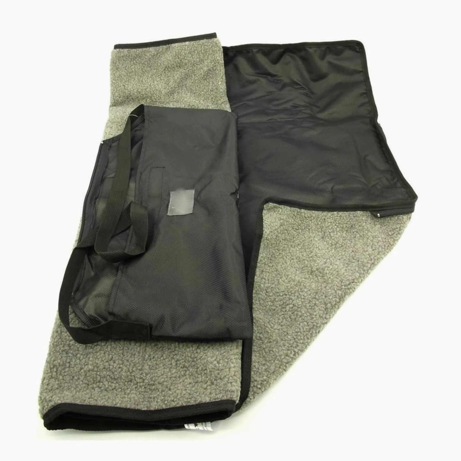 VALICLUD Manta Plegable para Mascotas Portátil, Negra, Rectangular de Lana | Uso Exterior Cama, Resistente al Agua, Incluye Bolsa Lateral Cremallera