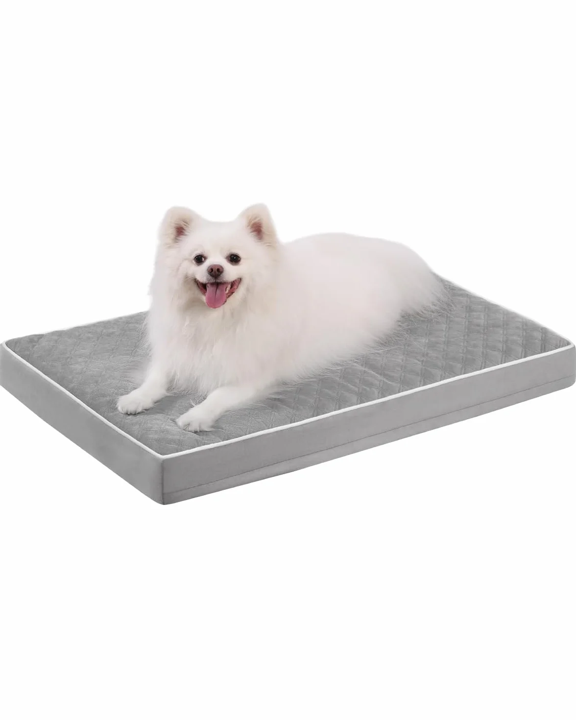 KSIIA Cama para Perros Medianos Ortopédica, Colchón Perro Lavable, Colchoneta Perro Impermeable, Dog Bed con Funda Extraíble, Gris, 88x55x7cm