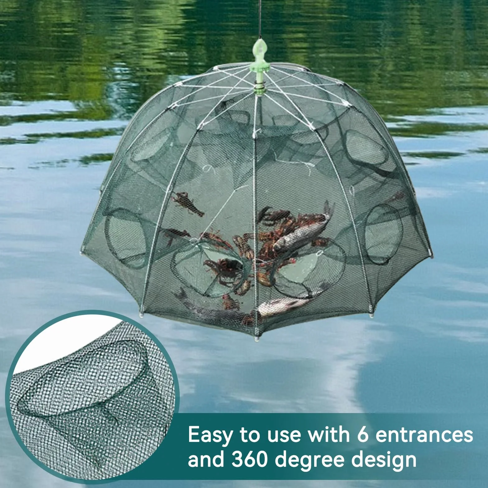 Cyrank Trampa de 6/12 Agujeros Red de Pesca Plegable para Cebo de Cangrejos