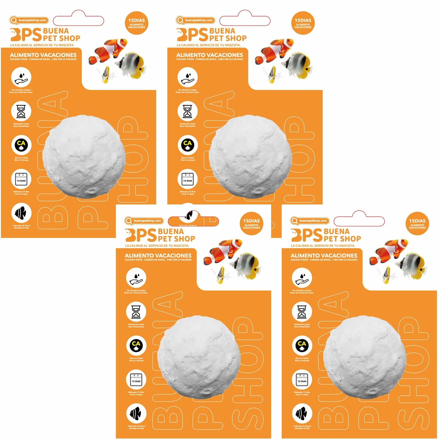 BPS 4 Piezas Alimento de Peces para Fin de Semana para 15 Días para Todos Tipos de Peces de Acuario Bloque de Comida BPS-4125 * 4