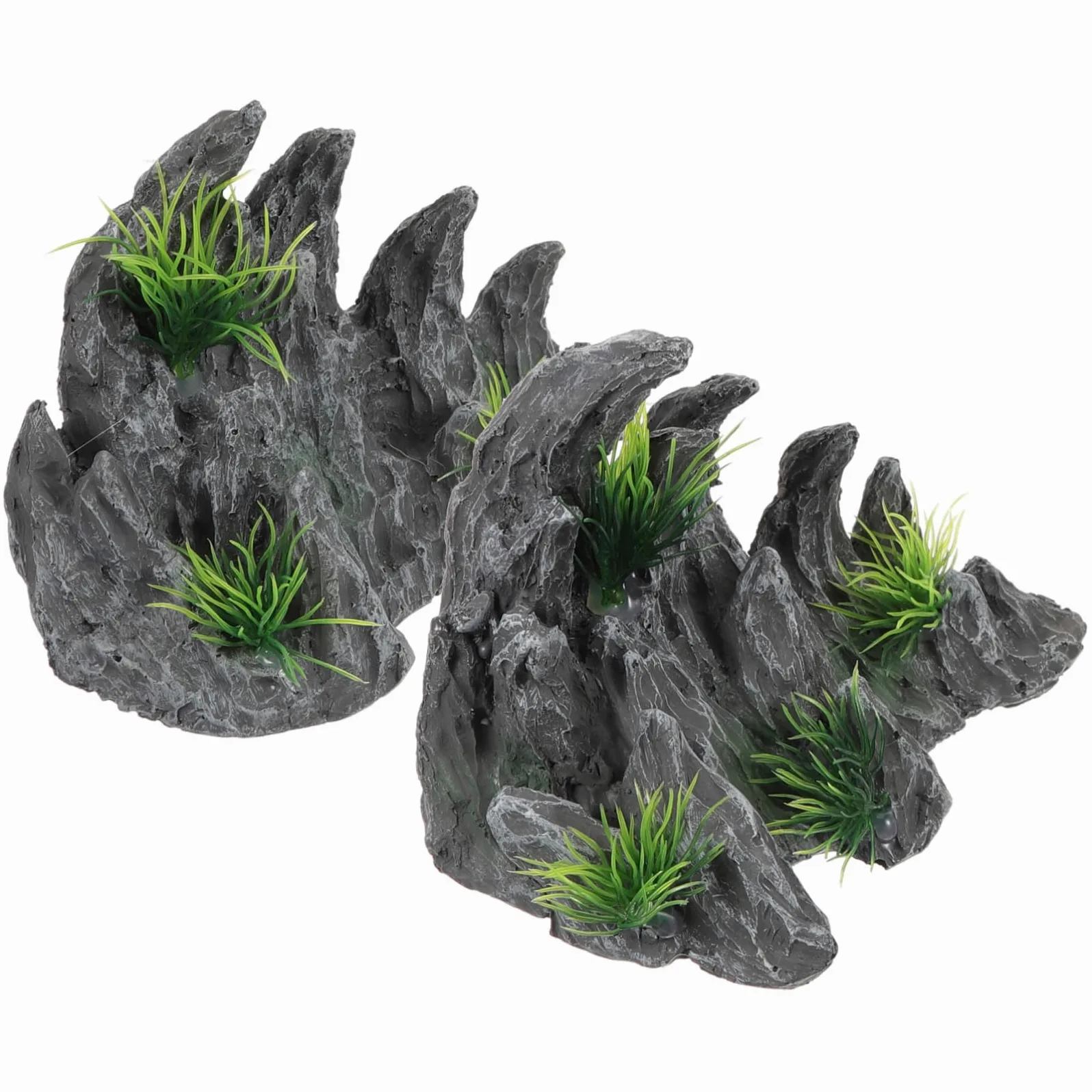 OUNONA Decoración del Paisaje del Acuario Decoración De Acuario De Peces Decoraciones De Peceras Acuarios Estatua De Rocalla Pecera Rocalla Resina 2 Piezas X 4