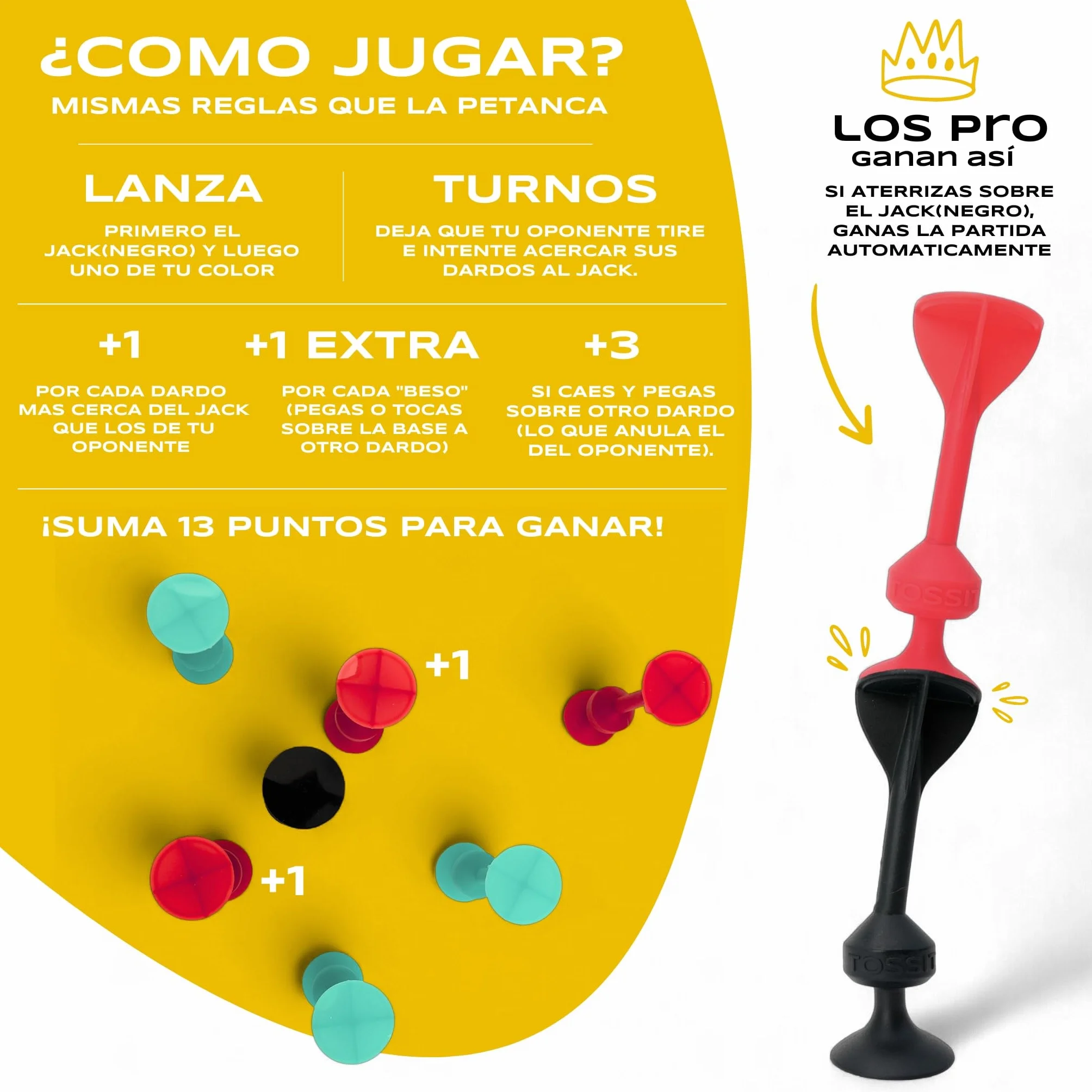TOSSIT Juego Dardos de Silicona Ventosa Familia Amigos Petanca Bocha Navidad Diversión Portátil Ediciones Limitadas
