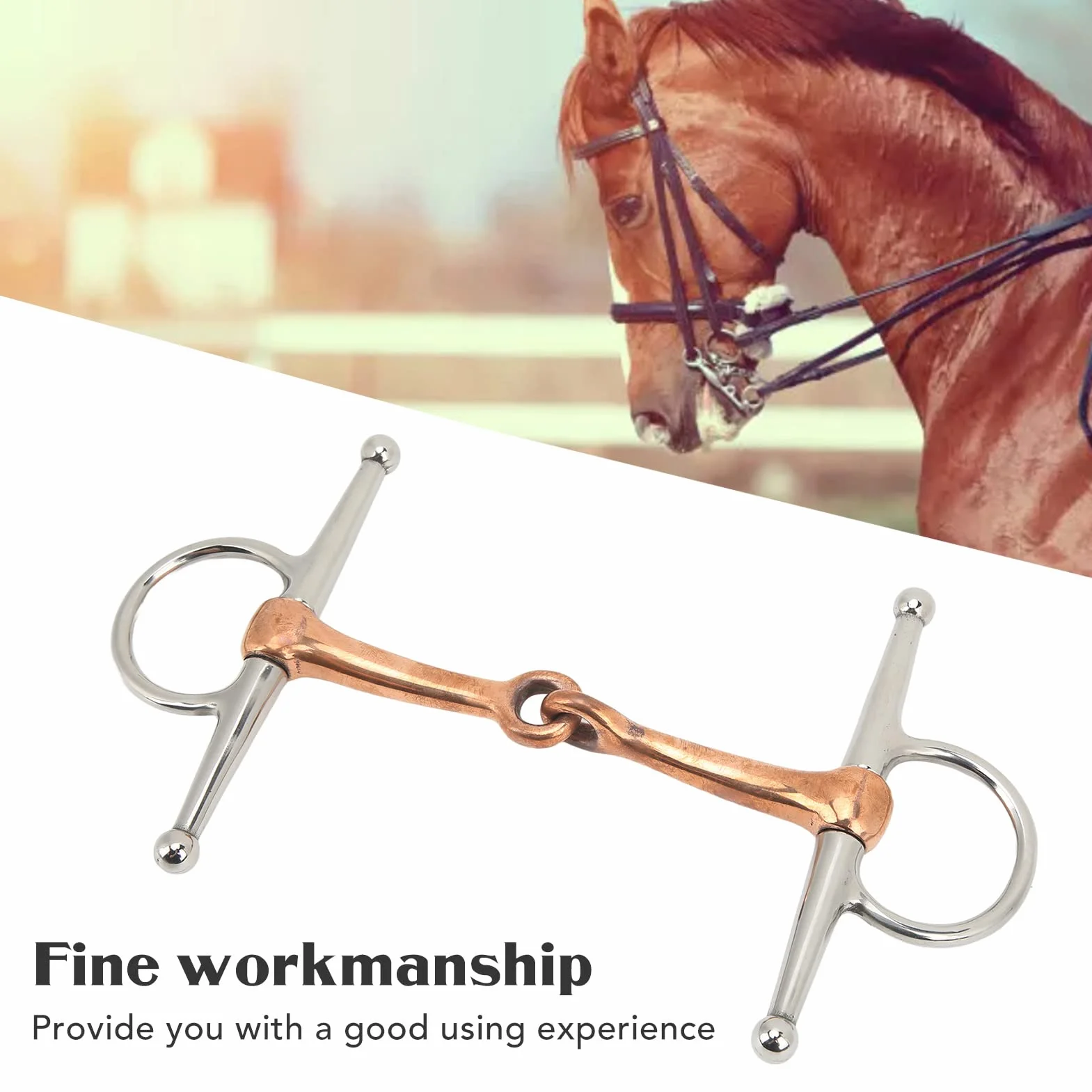 Yosoo Health Gear Broca para Boca de Filete de Mejilla de Caballo, Anillo Suelto de Acero Inoxidable, Cobre Premium