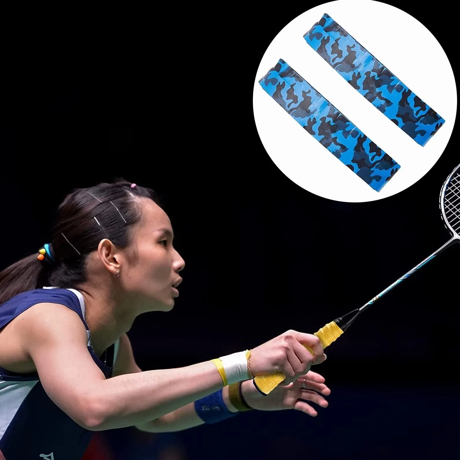 Empuñaduras de Bate de Béisbol 0,8 mm Cinta de Agarre de Camuflaje Azul para Béisbol Raqueta Tenis Bádminton