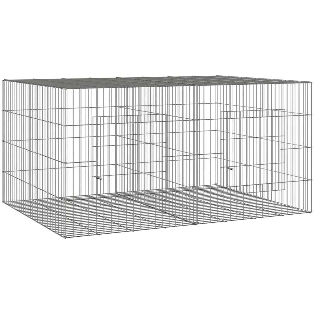 Jaula de conejo 2 paneles 110 x 79 x 54 cm, hierro galvanizado plateado 02_0041685