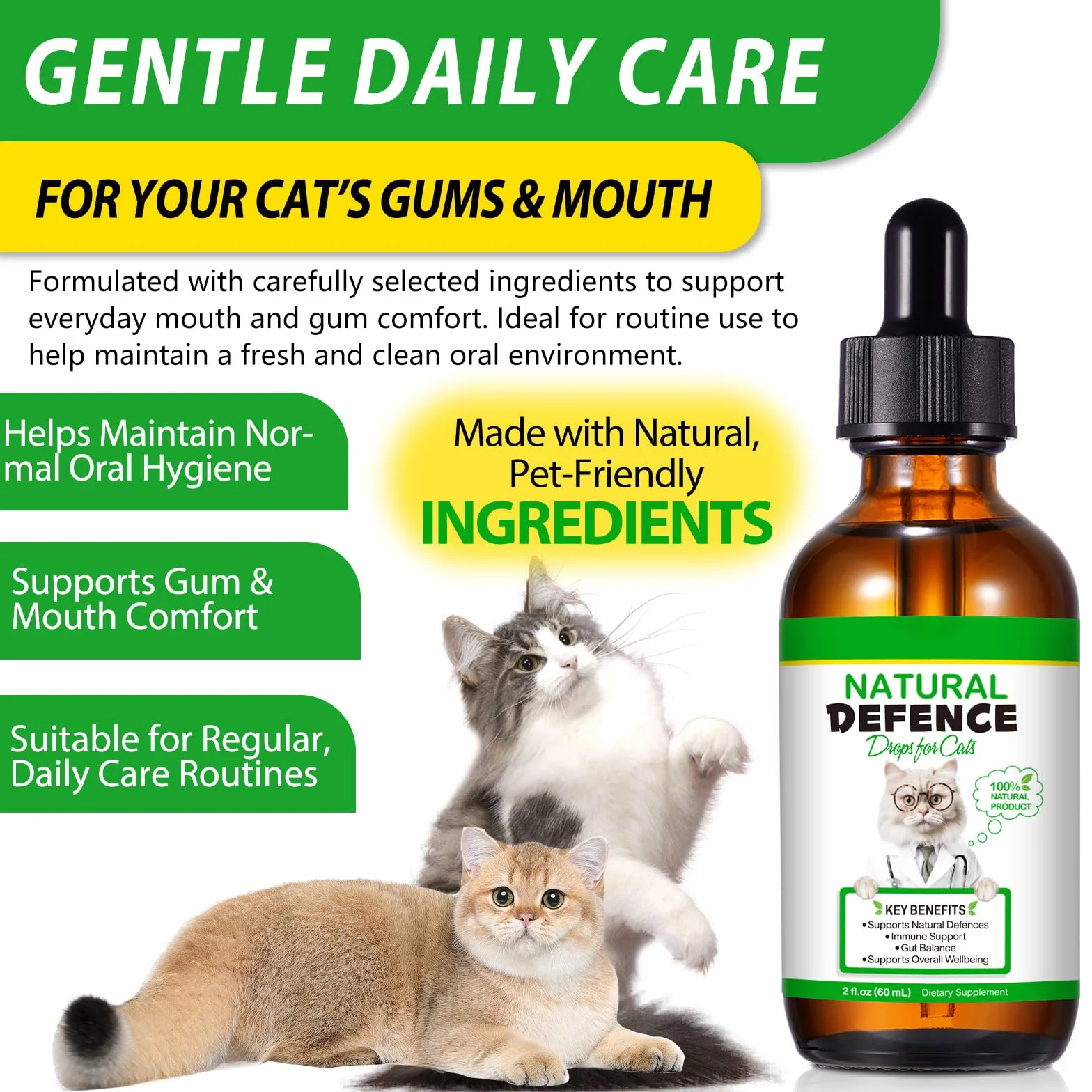 Fórmula Natural Antibacteriana para Gatos 60ml – Apoya el Sistema Inmunológico y Alivia Las Alergias – Alivio del Picor, Problemas de Oídos, Piel y Tracto Urinario – para Todas Las Razas y Edades