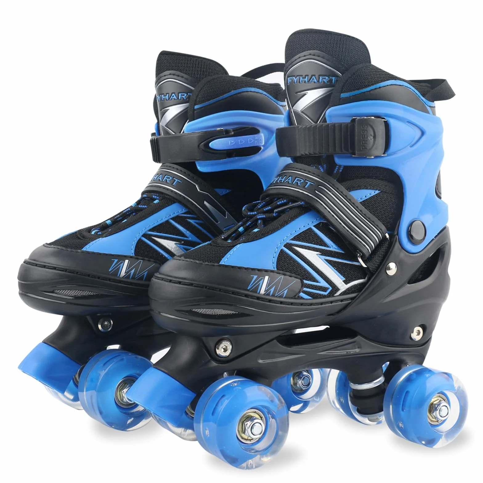 Patines ajustables para niños y niñas con ruedas iluminadas, azul y rojo