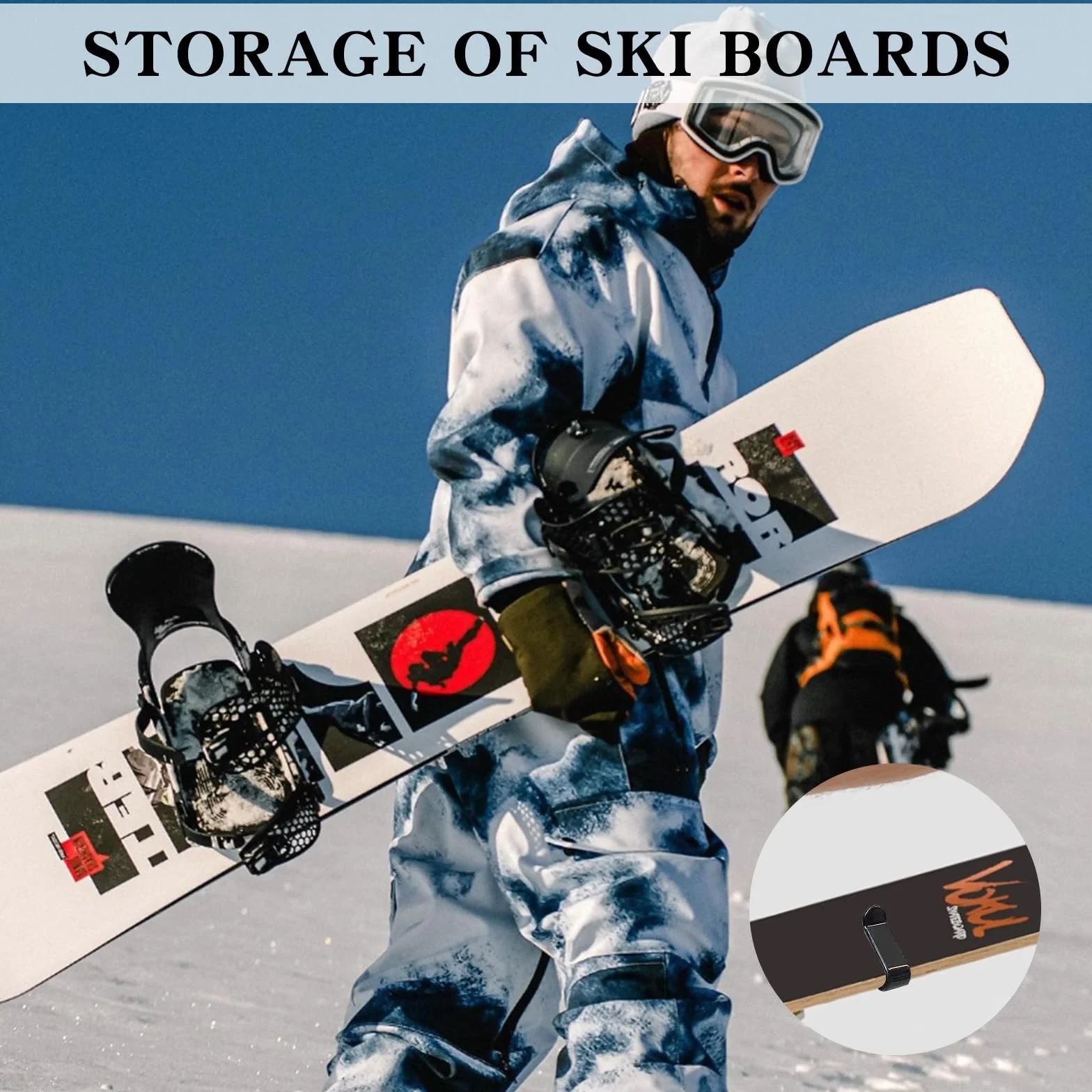 Soporte de Pared para monopatín Negro con Tornillos de fijación para Snowboard, Longboard, esquís