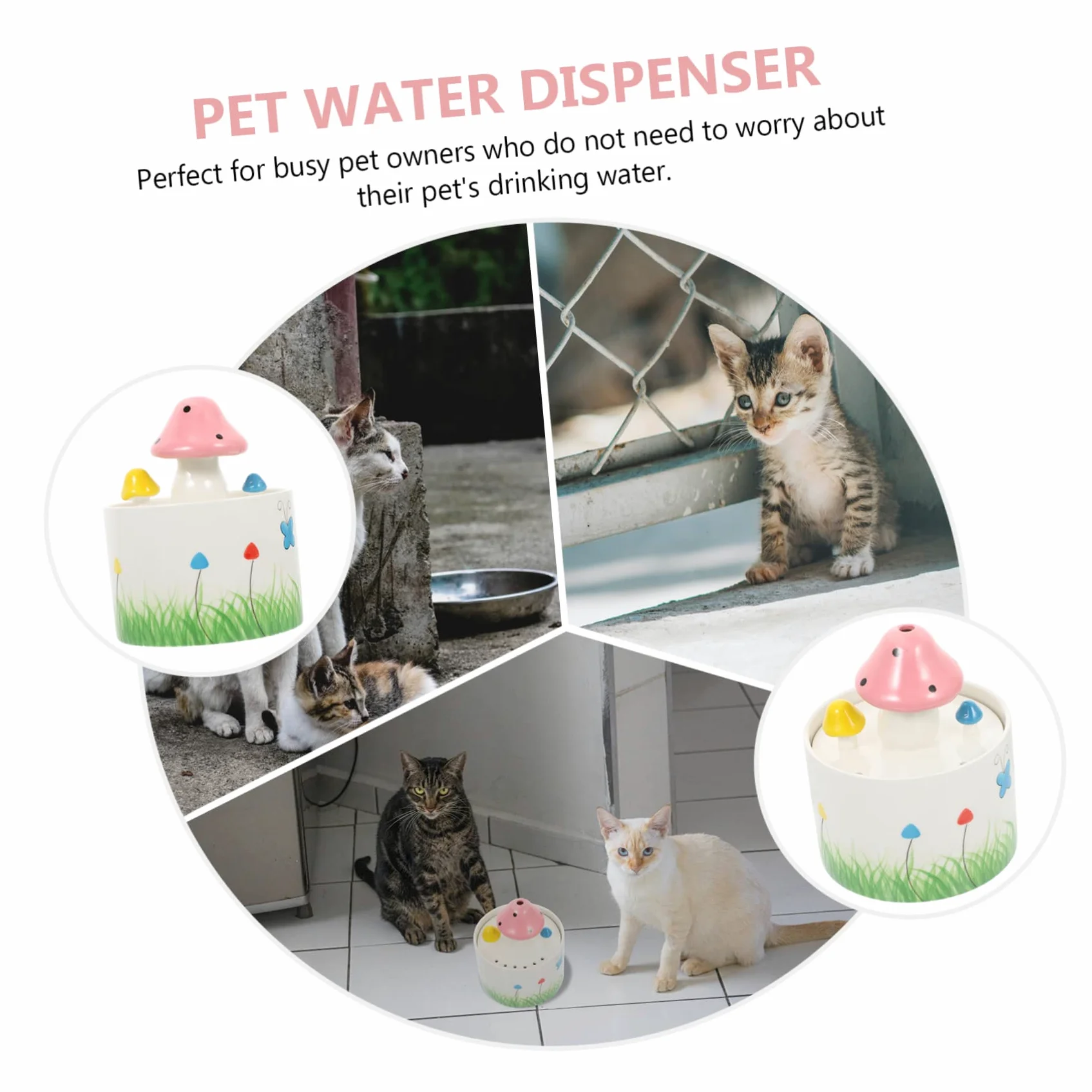Hohopeti Dispenser De Agua Cerámico para Mascotas Bebedero Automático De Circulación para Perros y Gatos Capacidad Diseño Atractivo y para Uso Interior y Exterior