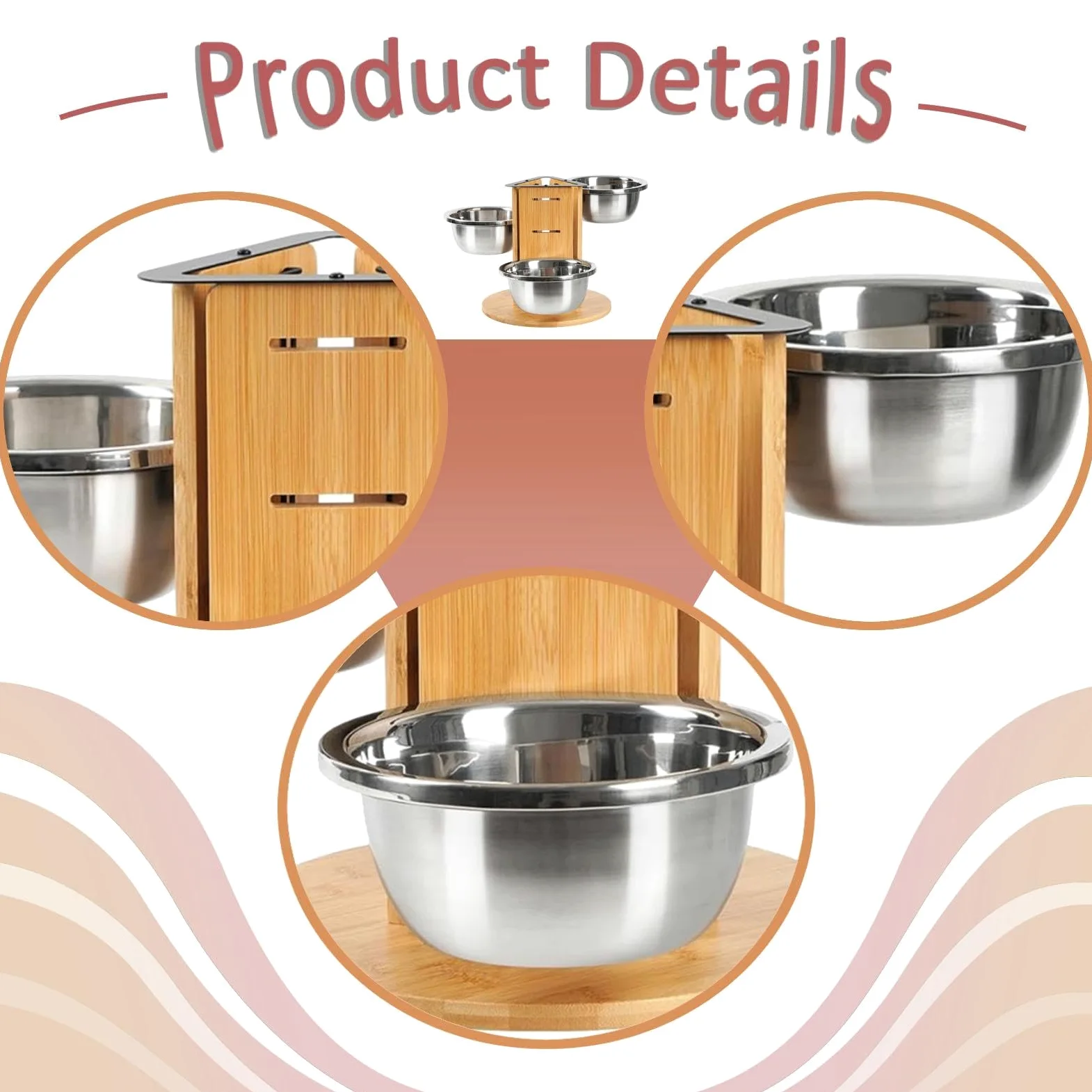 F Fityle Comedero Elevado para Perros con Soporte de Madera Resistente Y Ligero, Altura Ajustable. Ideal para Perros Pequeños, Medianos Y