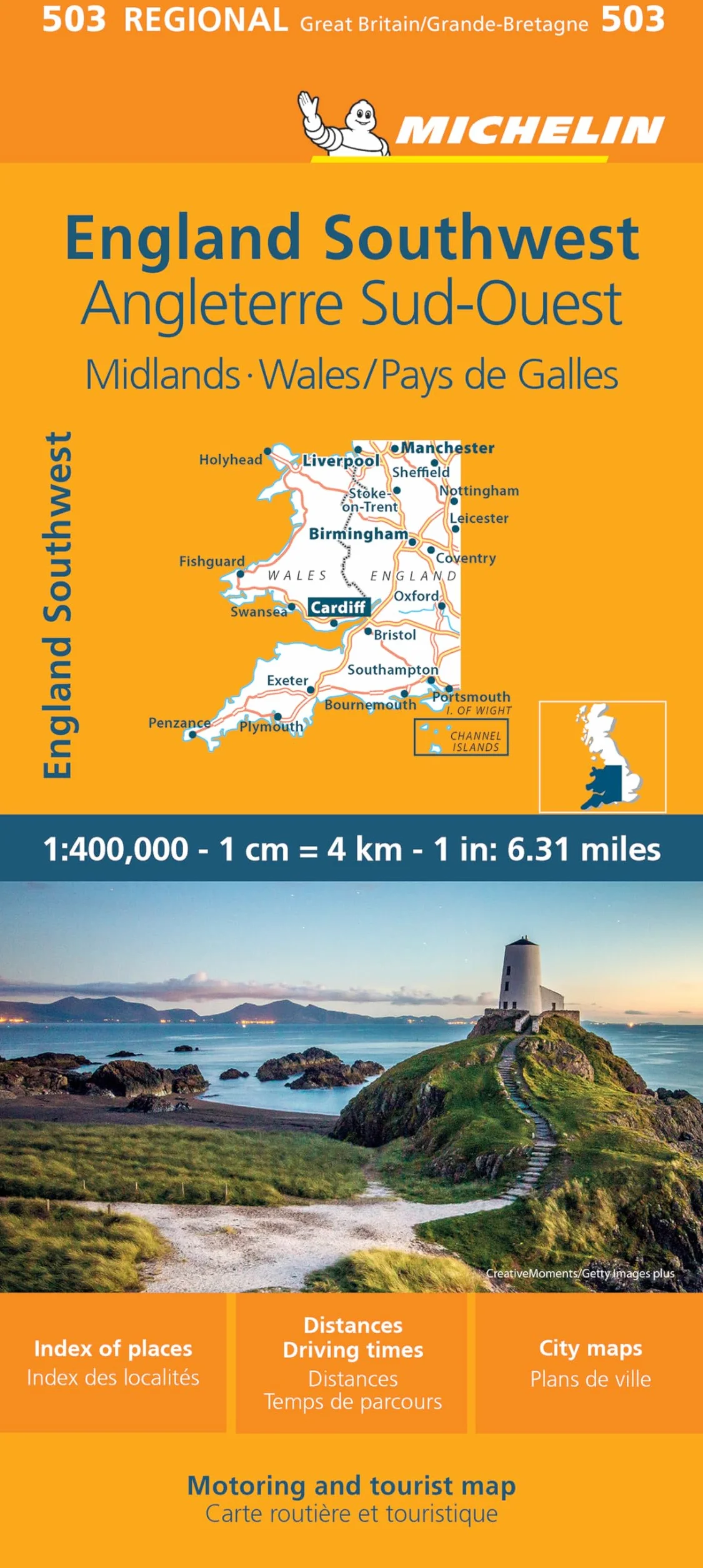MAP REGIONAL ENGLAND SOUTHWEST MIDLANDS WA 2024: Straßen- und Tourismuskarte 1:400.000