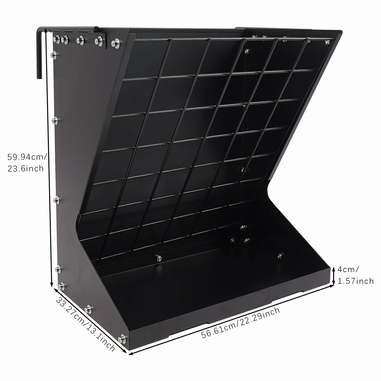 Dispensador de heno de gran capacidad, resistente, con gancho, ideal para ovejas, cabras y caballos (negro)
