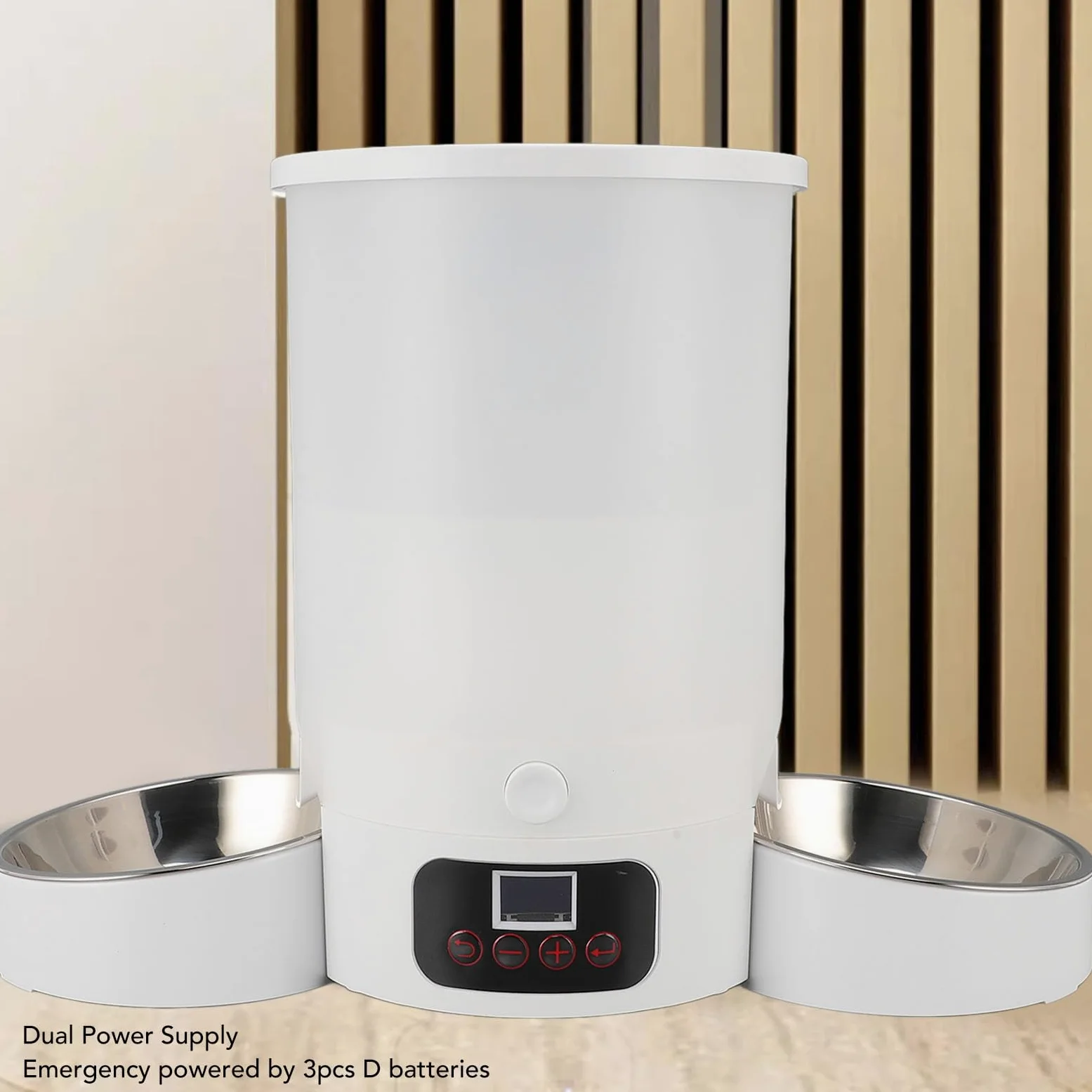 Comedero Automático para Gatos con Cuenco Doble de Acero Inoxidable, Capacidad de 3 litros, Ideal para Perros y Gatos, Fácil de Limpiar y Alimentación Programada Inteligente (Blanco)