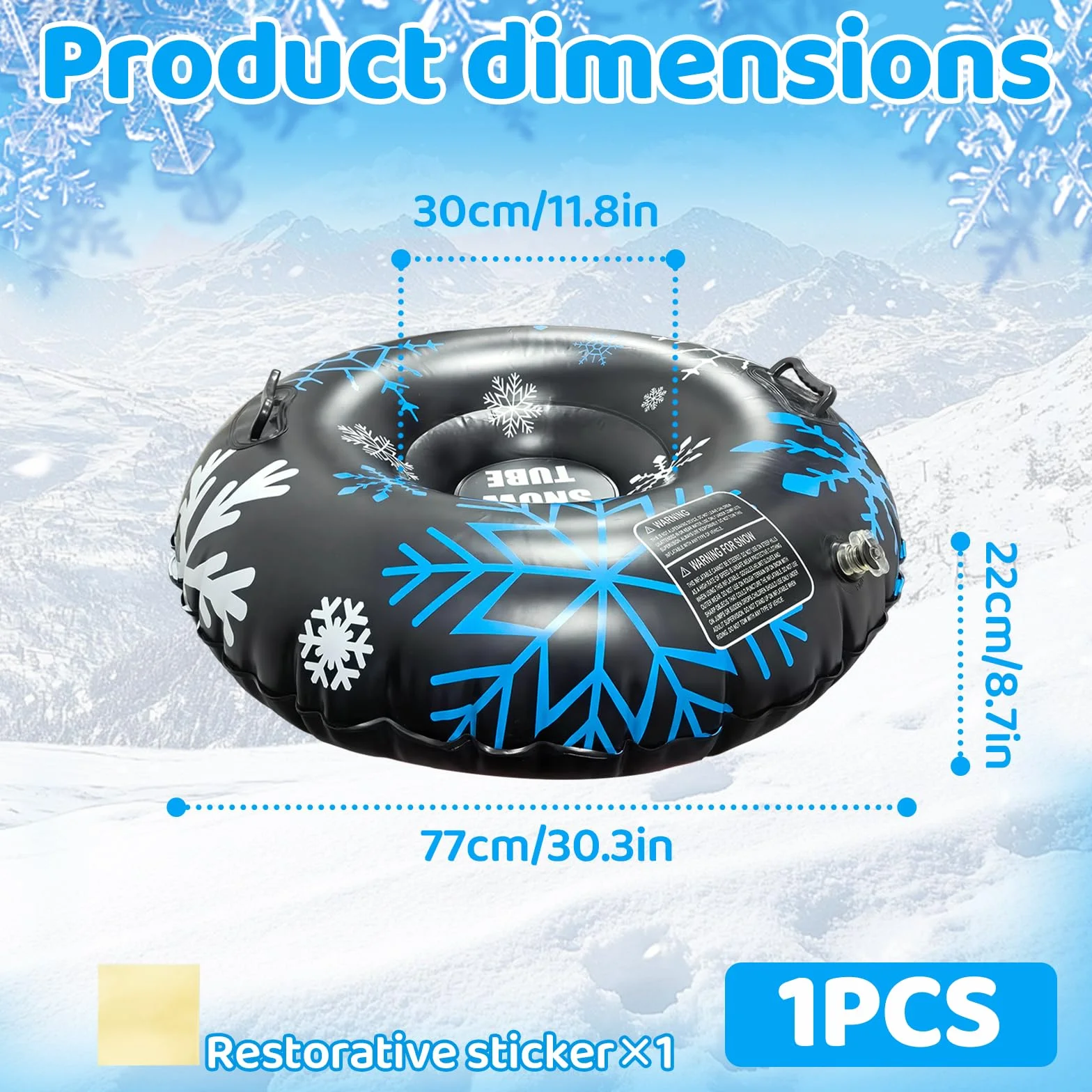 Trineo de Nieve Inflable con Asas de Goma Blanda, Antivuelco, Antifugas, Plegable
