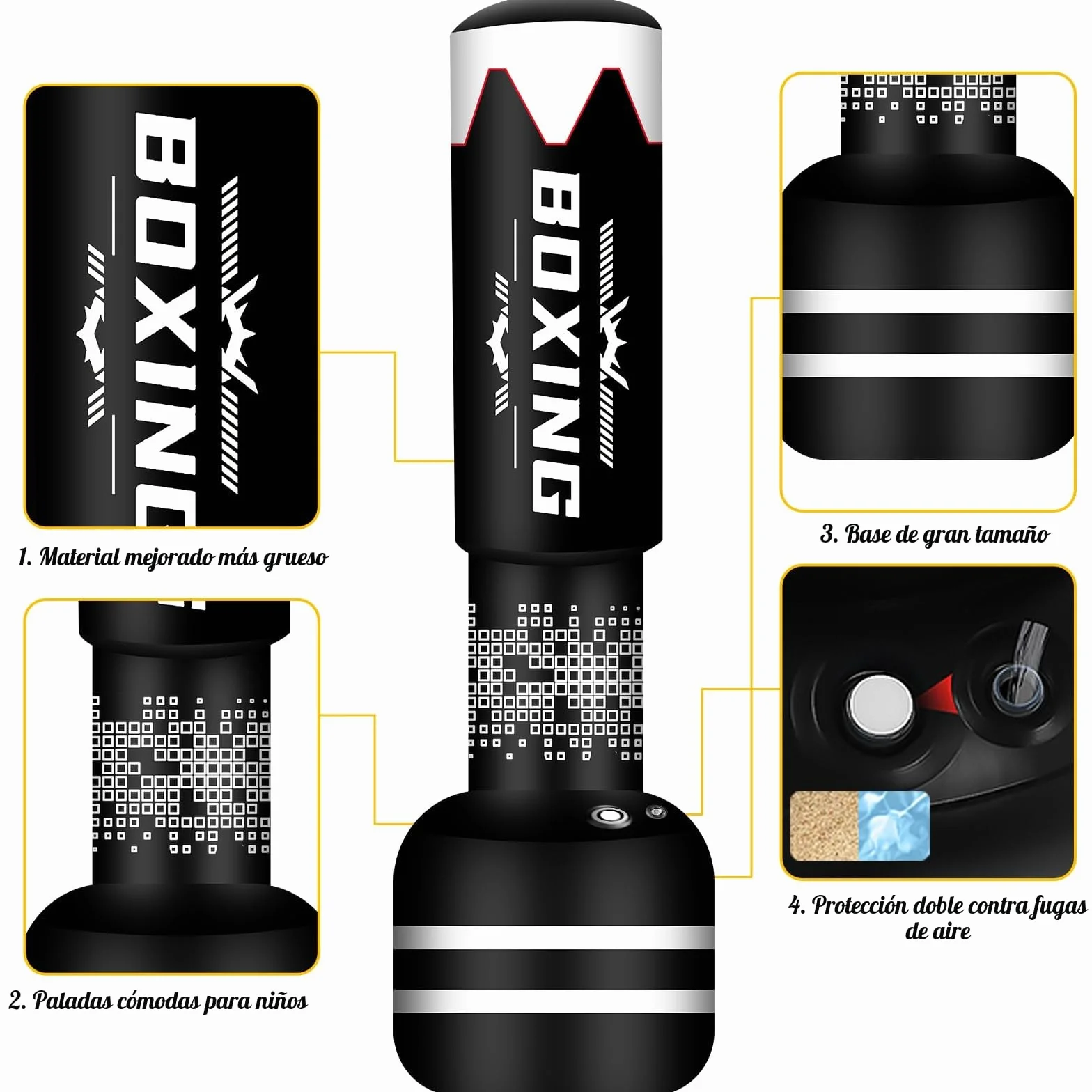 Pesado Saco de Boxeo 180cm Adultos con Guantes, Freestanding Inflable Kickboxing Bolsa Entrenamiento MMA Muay Thai