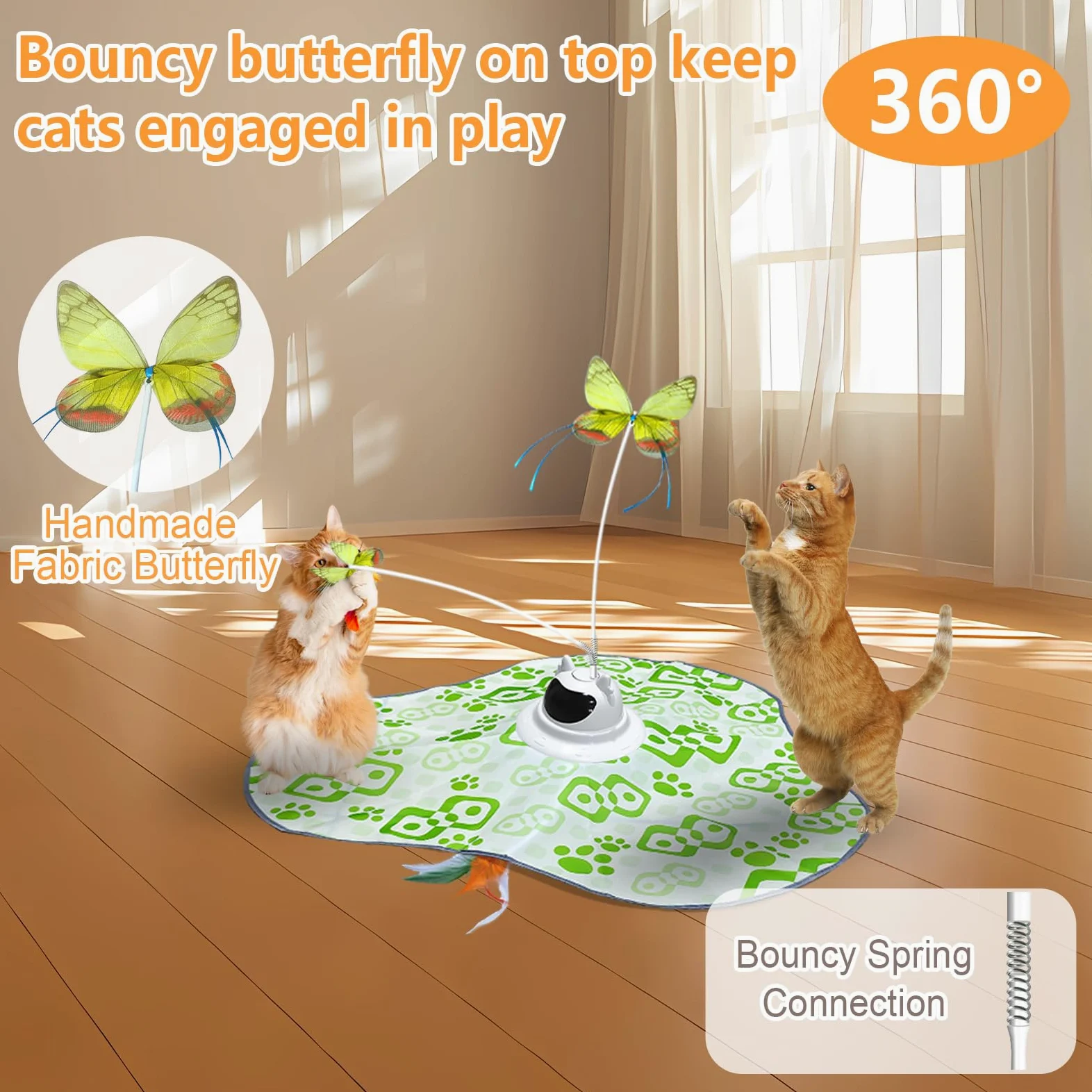 AO LI GEI Juguetes interactivos para gatos, juguete interactivo recargable 3 en 1 para gatos con control remoto, mariposa aleteante automática, pluma de emboscada en movimiento, juguete de ejercicio