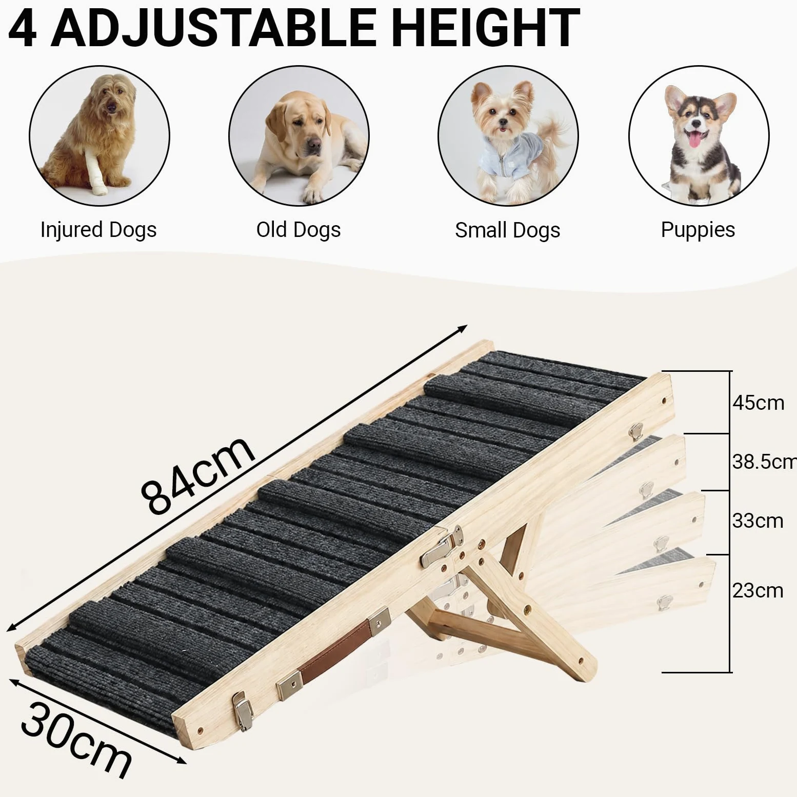 Rampa para Perros Plegable Pequeños, Rampas para Perros Ajustable, Rampa Perro Apto para Camas de Mascotas y sofás