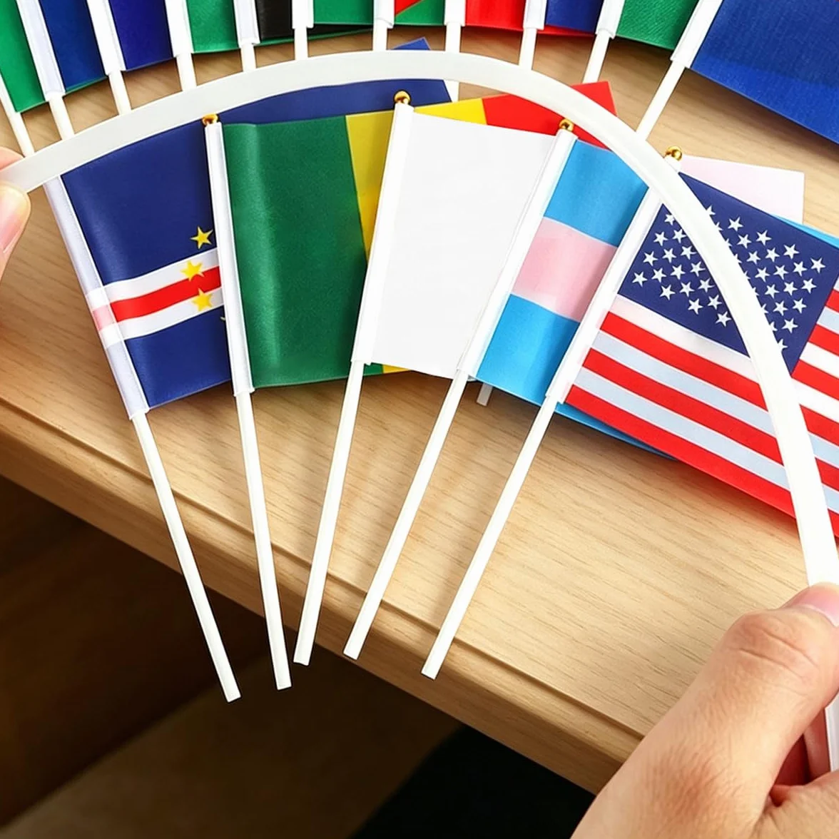 Bandera de Mano Copa del Mundo 2026 Fútbol, 48 Banderas de 48 Países, Decoración para Fiestas