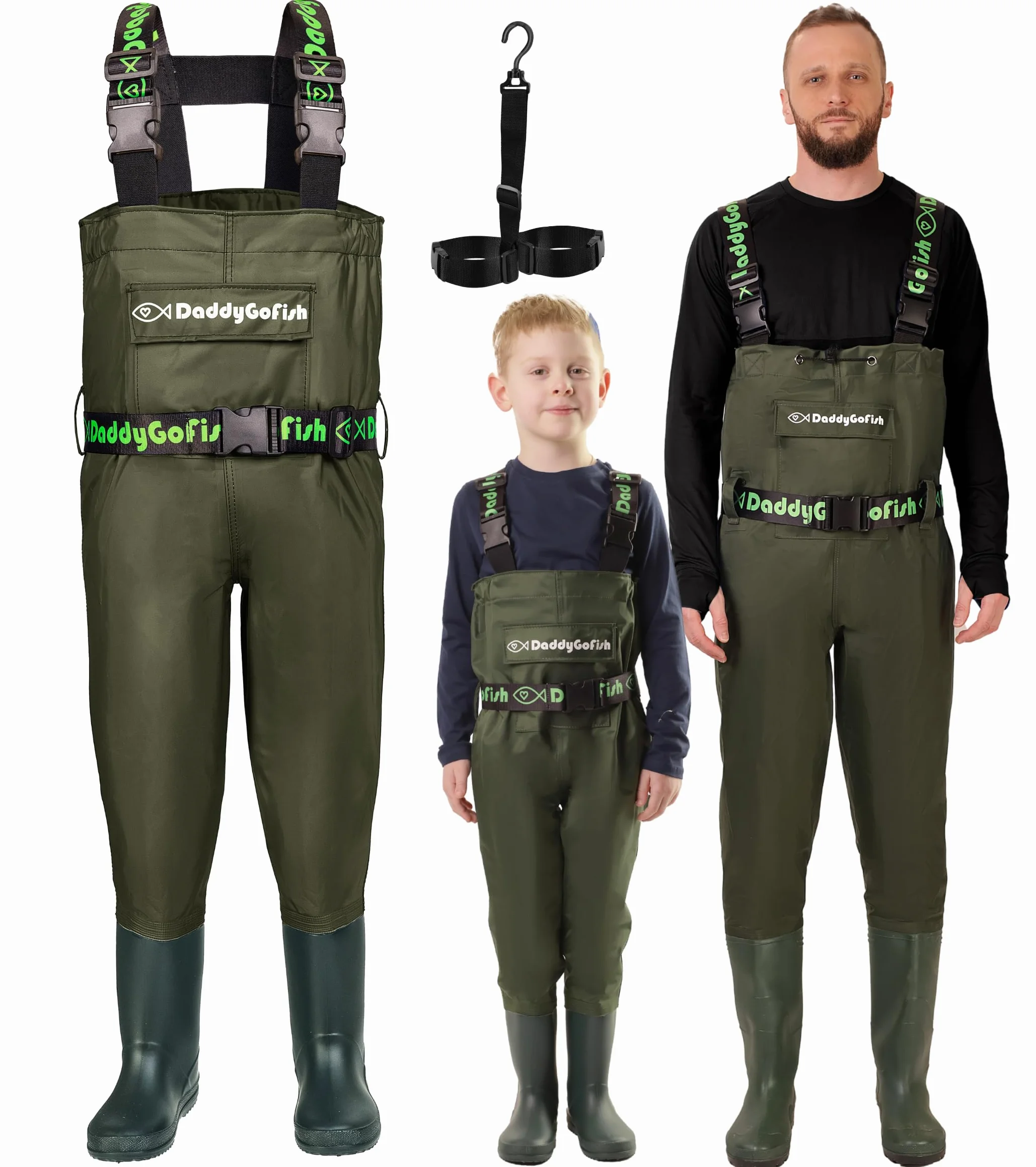 DaddyGoFish Vadeadores de Pecho para Pesca y Caza con Bolsillo y Colgador